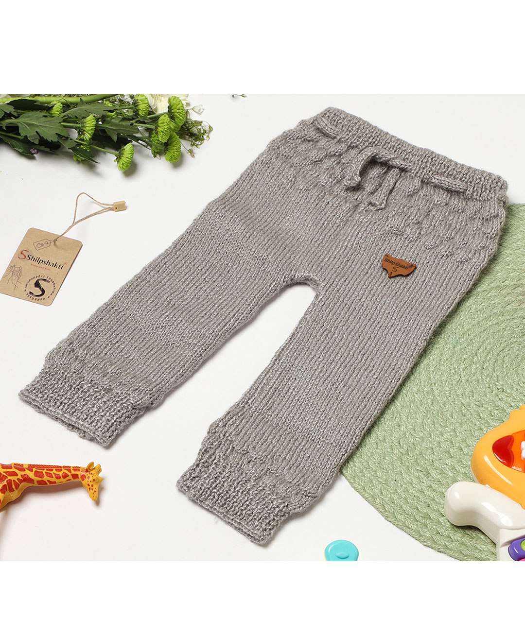 Shilpshakti Handmade Skin Fit Solid Drawstring Woollen Pant - Light Grey-picture-18