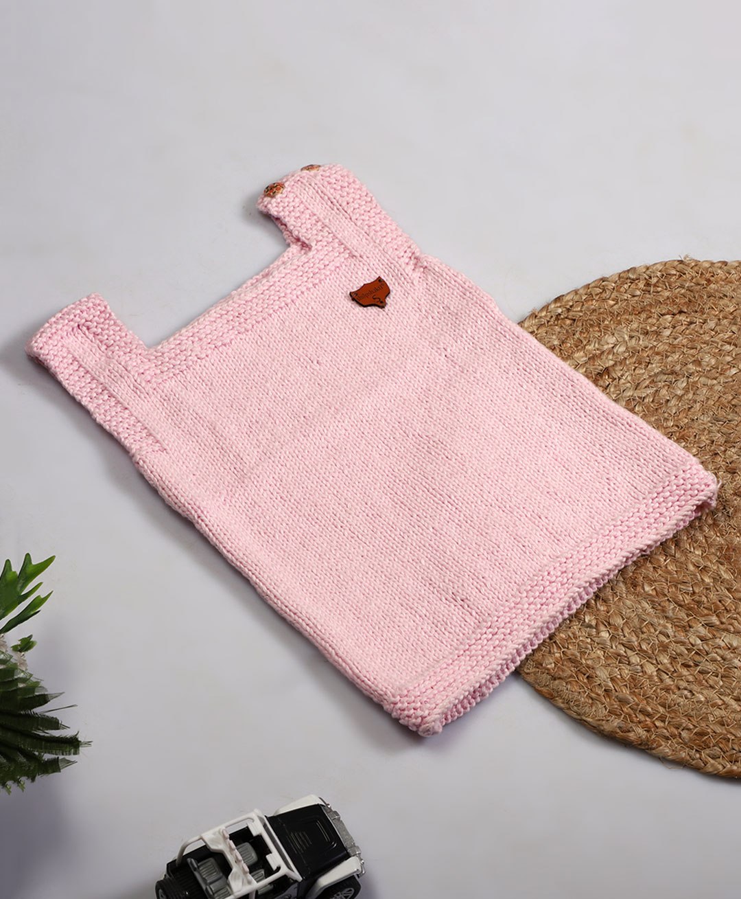Shilpshakti Cotton Sleeveless Handmade Solid Woollen Sweater Vest - Baby Pink-picture-16