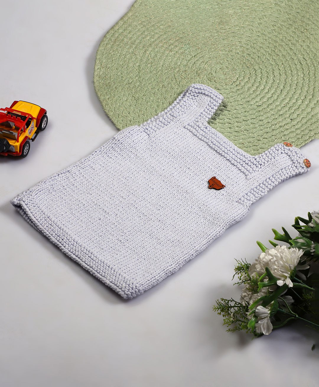Shilpshakti Cotton  Sleeveless Handmade Solid Woollen Sweater Vest - Baby Blue-picture-15