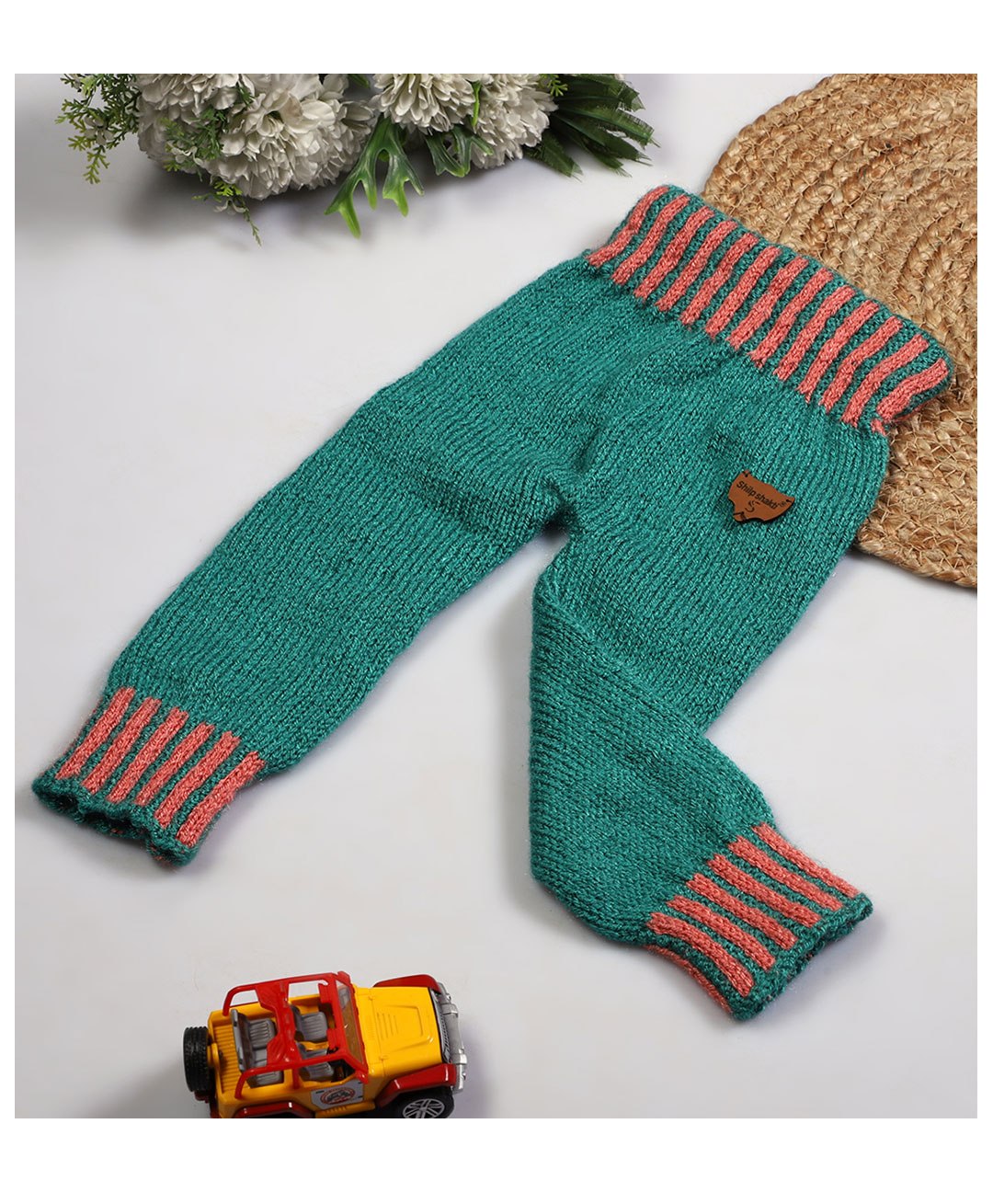 Shilpshakti Handmade Skin Fit Striped Designed Woollen Pant - Green-image-45
