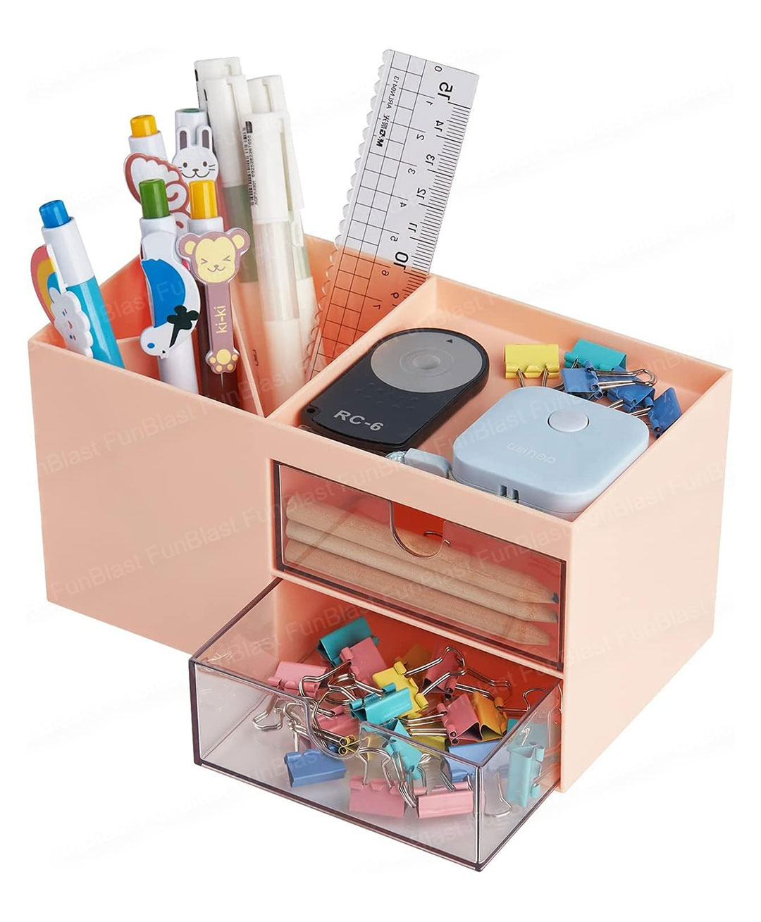FunBlast Desk Organizer with Drawer Stationary Storage Stand - Peach-image-18