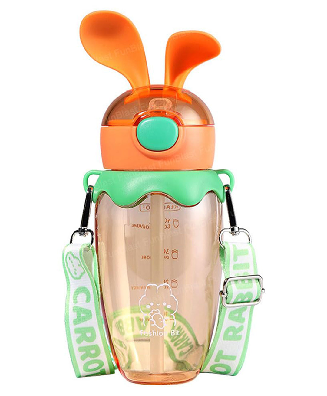 FunBlast Cute Design Water Bottle with Sipper and Strap Orange - 580 ml-image-9