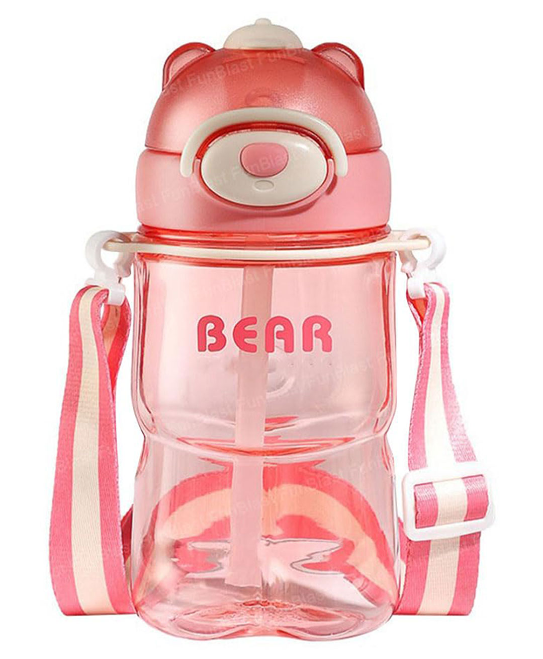 FunBlast Cute Design Water Bottle with Sipper and Strap Pink - 800 ml-image-10