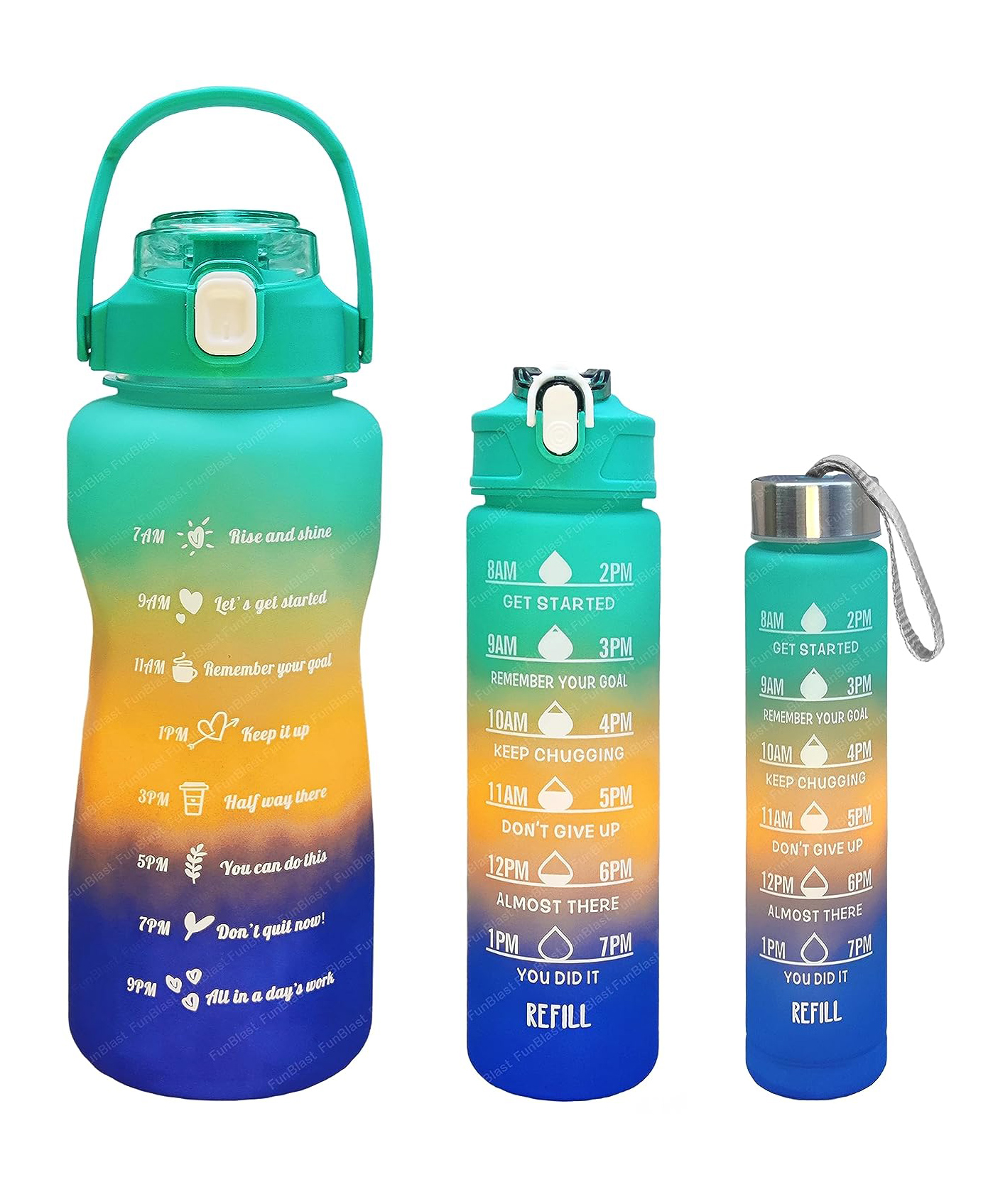 FunBlast Set of 3 Sipper Water Bottles with Time Marker Pack of 3  Multicolor-image-31