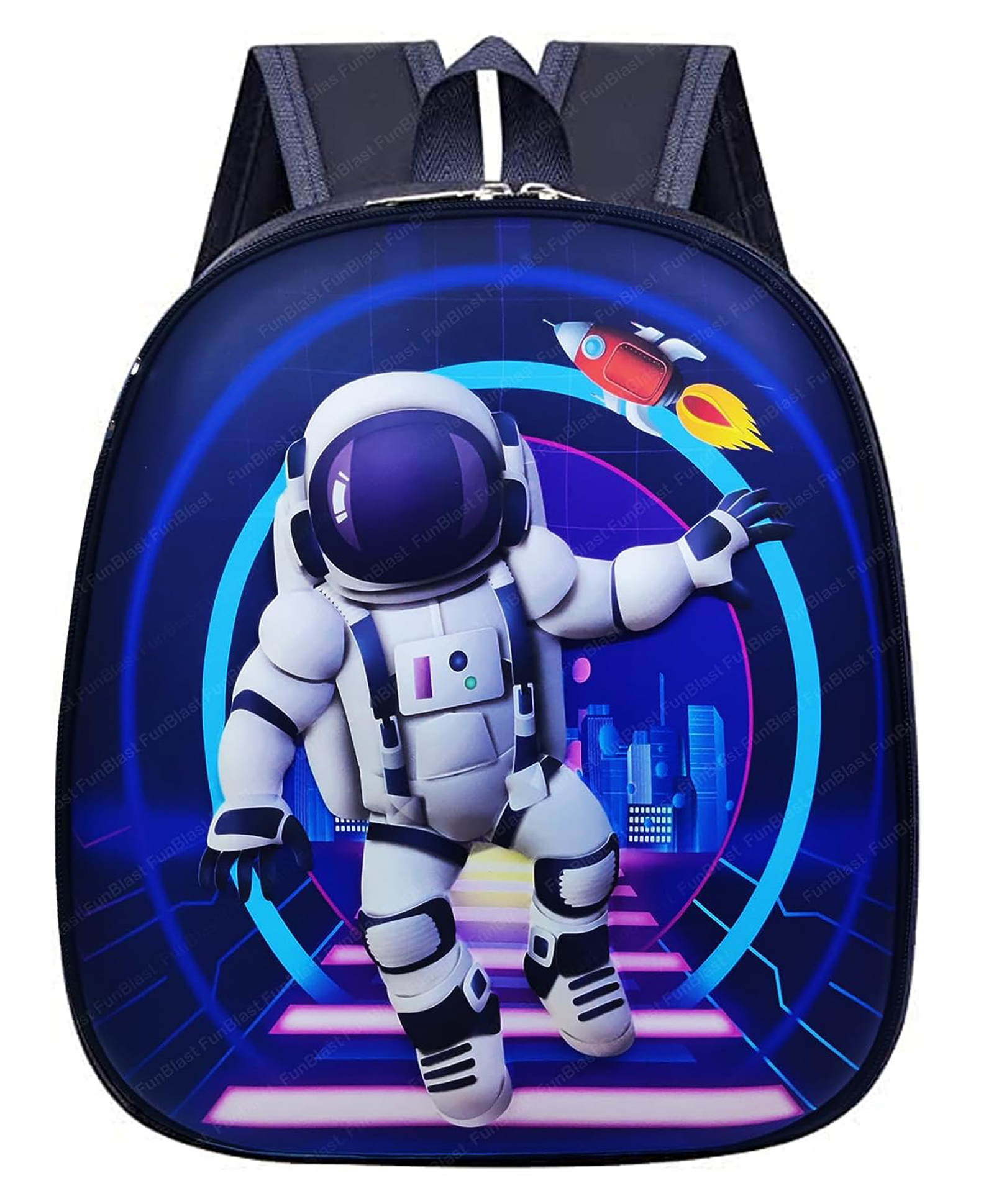 FunBlast Astronaut Theme Lightweight Miniature Backpack Blue - 11 Inch-image-18