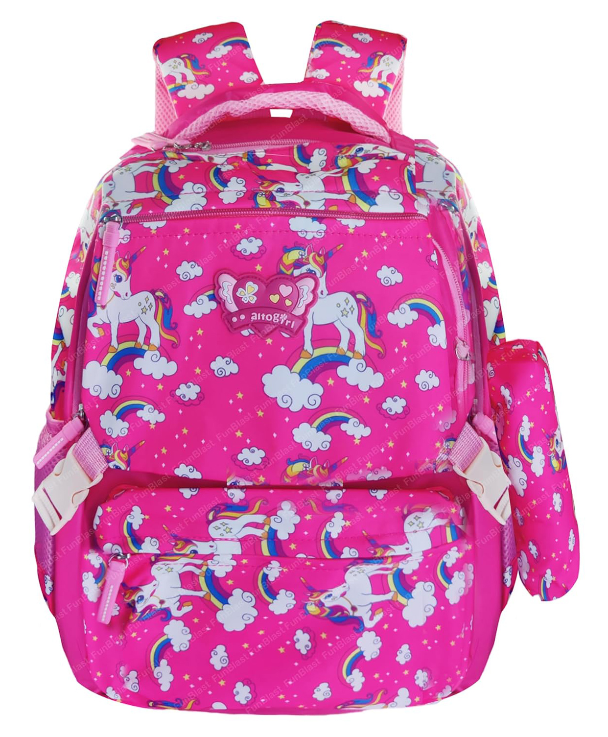 FunBlast Unicorn Theme School Backpack with Pouch for Girls Pink - 17 Inches-picture-23