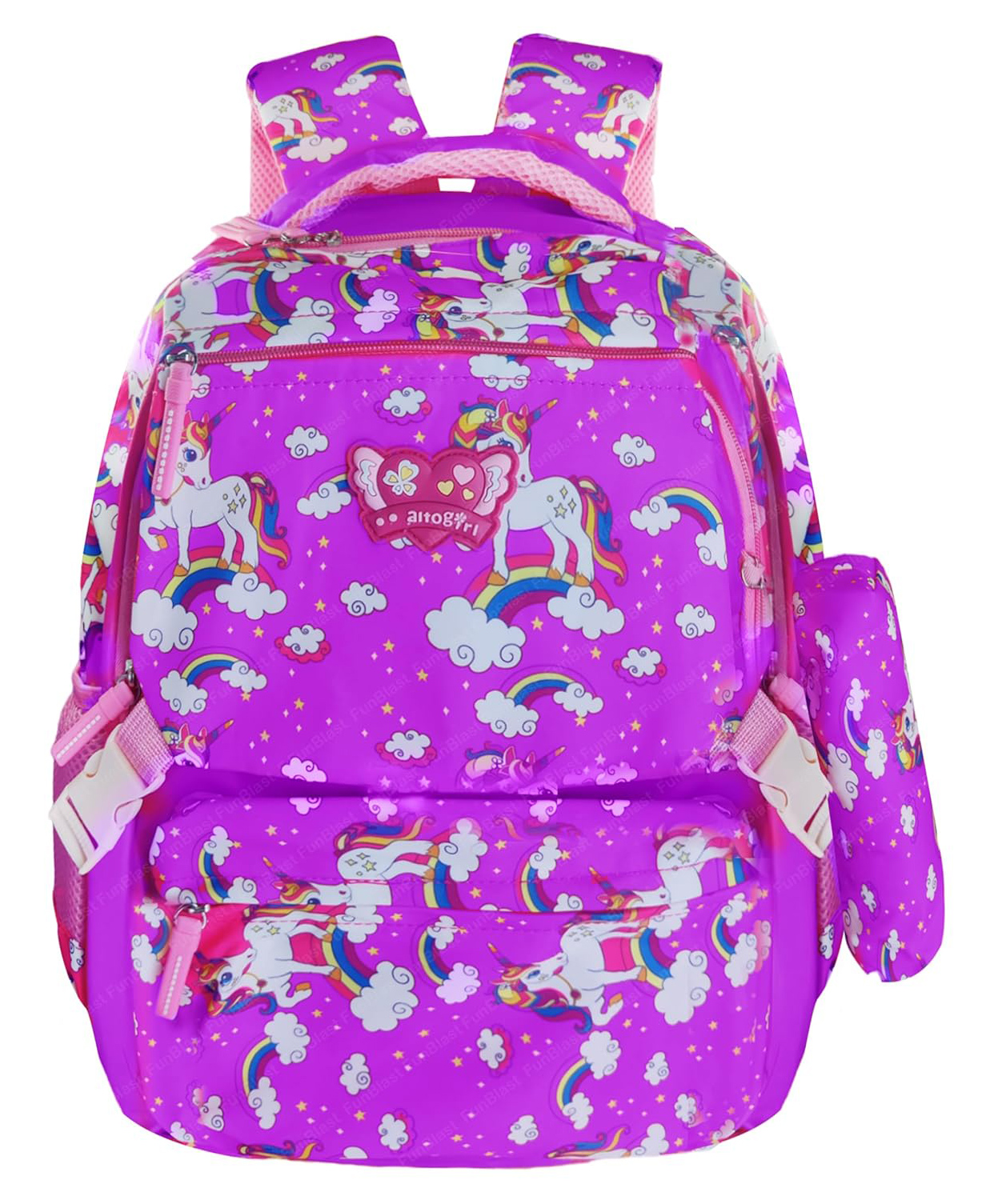 FunBlast Unicorn Theme School Backpack with Pouch for Girls Purple - 17 Inches-picture-24