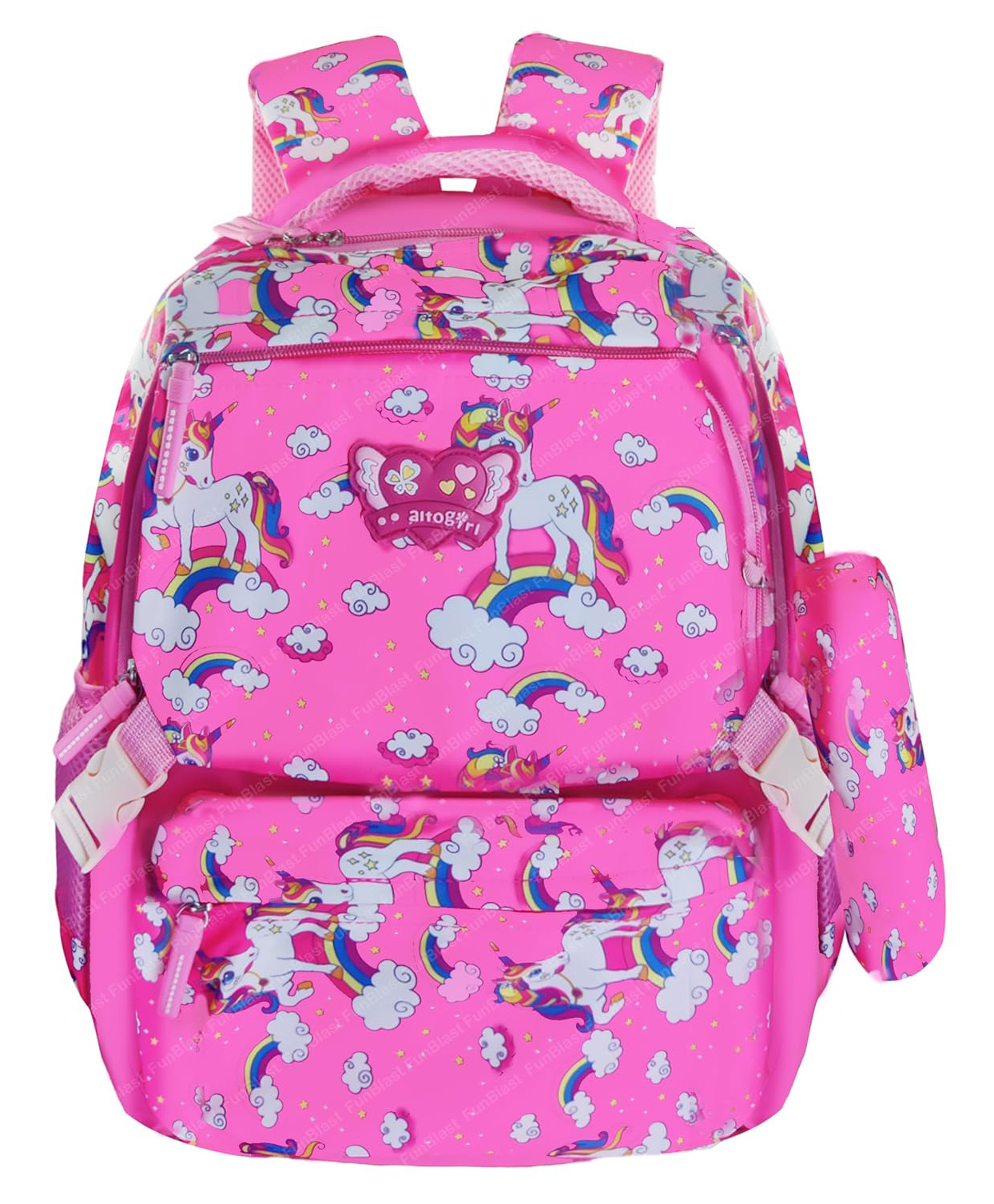 FunBlast Unicorn Theme School Backpack with Pouch for Girls Light Pink - 17 Inches-picture-20