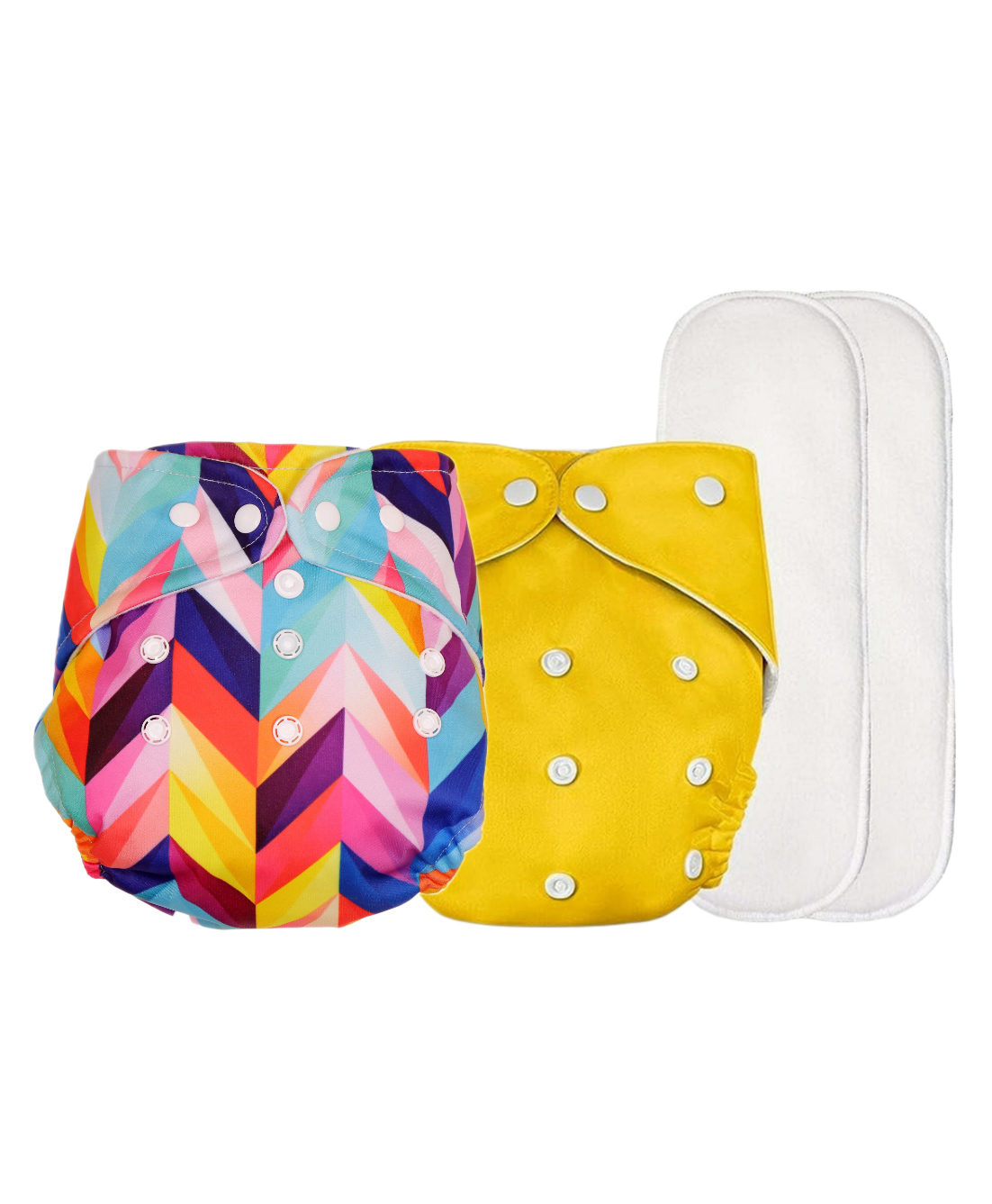 Deedry Cloth Reusable Diapers With Insert Pack of 2 - Yellow & Multi Color-image-48