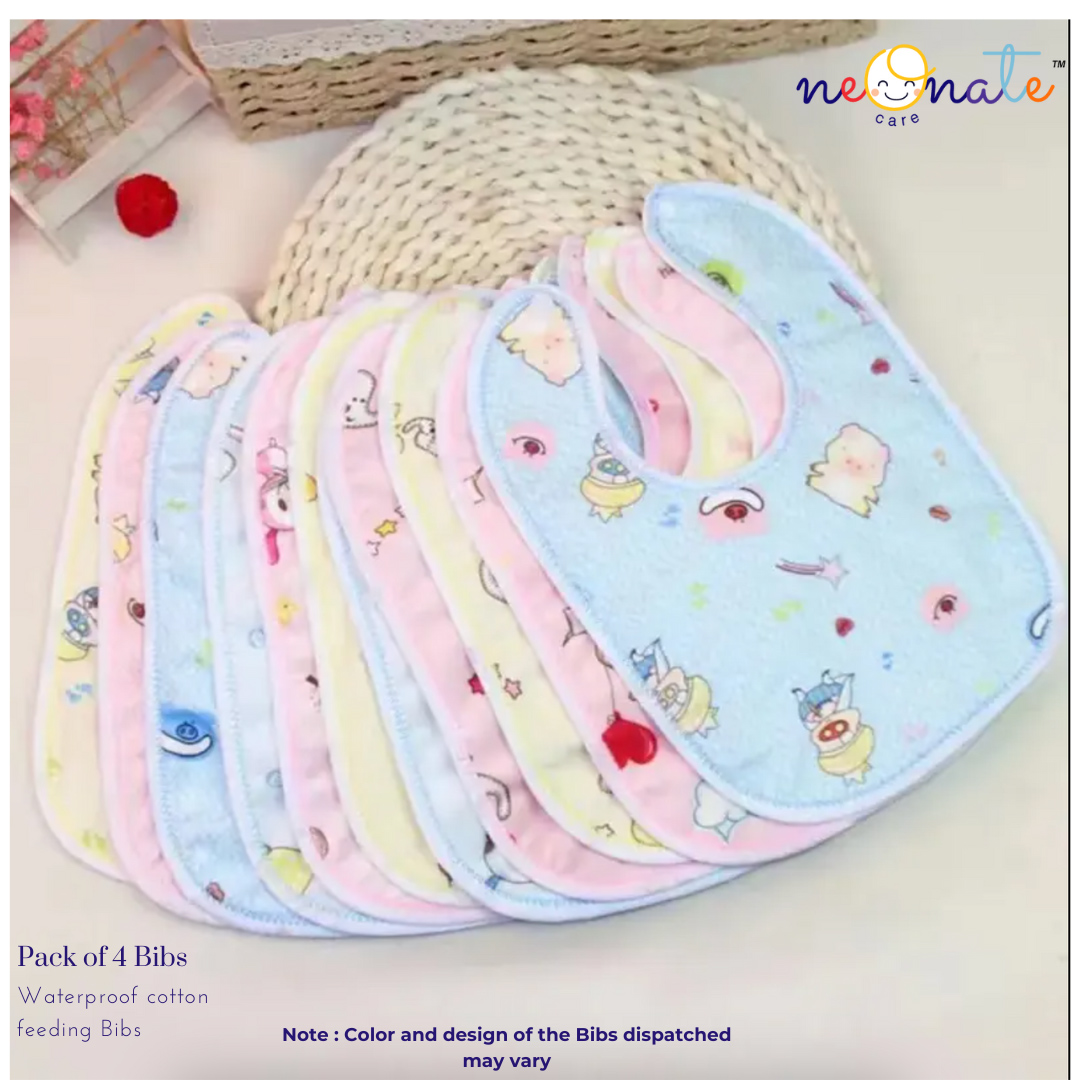 NeonateCare Baby Waterproof Cotton Feeding Bibs Apron Reusable Durable Long Lasting for Babies Girls Boys- Multicolor ( color and design may vary)-image-25