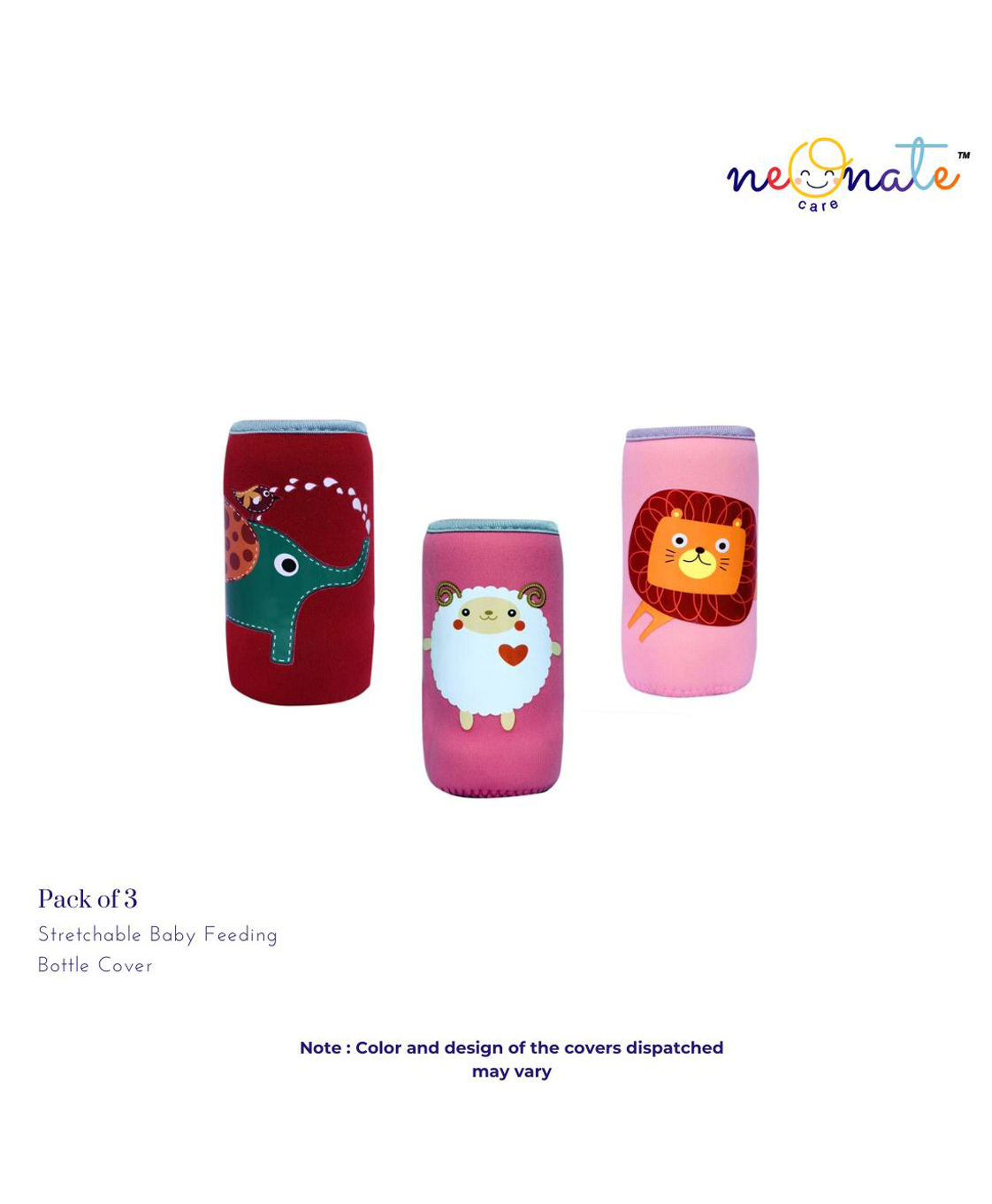 NeonateCare Stretchable Baby Feeding Bottle Cover Sleeves Cartoon Prints With Holding Strap Suitable for 120ml 220ml 240ml Slim Neck Feeding Milk Bottles(Pack of 3)( Color and design may vary)-image-15