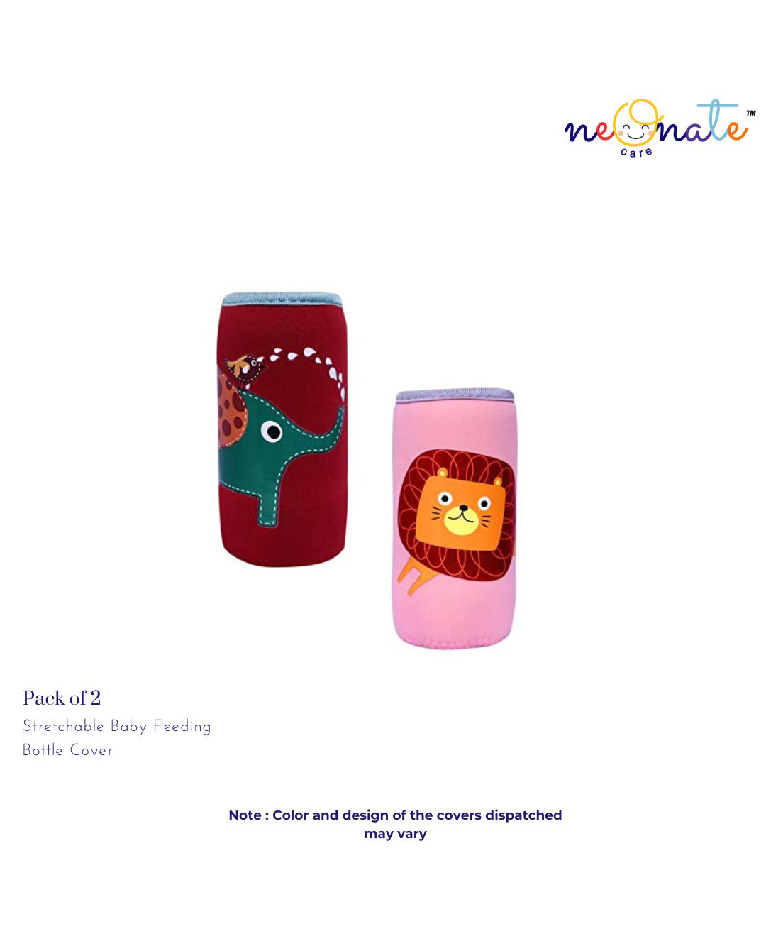NeonateCare Stretchable Baby Feeding Bottle Cover Sleeves Cartoon Prints With Holding Strap Suitable for 120ml 220ml 240ml Slim Neck Feeding Milk Bottles(Pack of 2)( Color and design may vary)-image-16