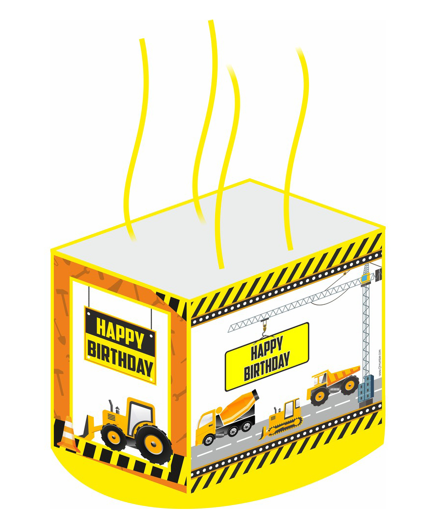 Untumble Construction Theme Pinata for Birthday Celebrations Box Shaped Party Pinata to Fill Chocolates- Multicolor