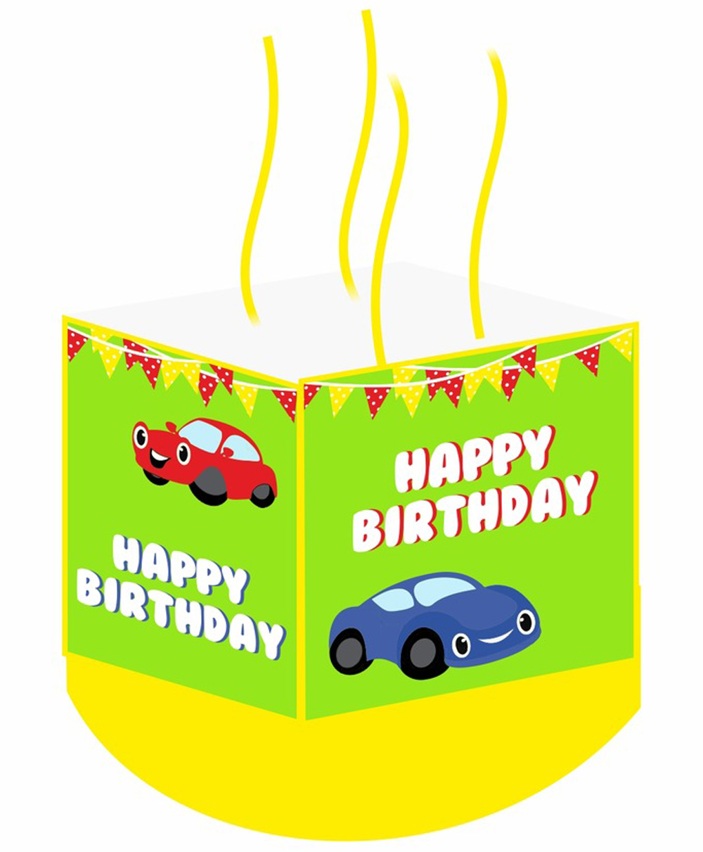 Untumble Vehicle Theme Pinata for Birthday Celebrations Box Shaped Party Pinata to Fill Chocolates- Multicolor-image-0
