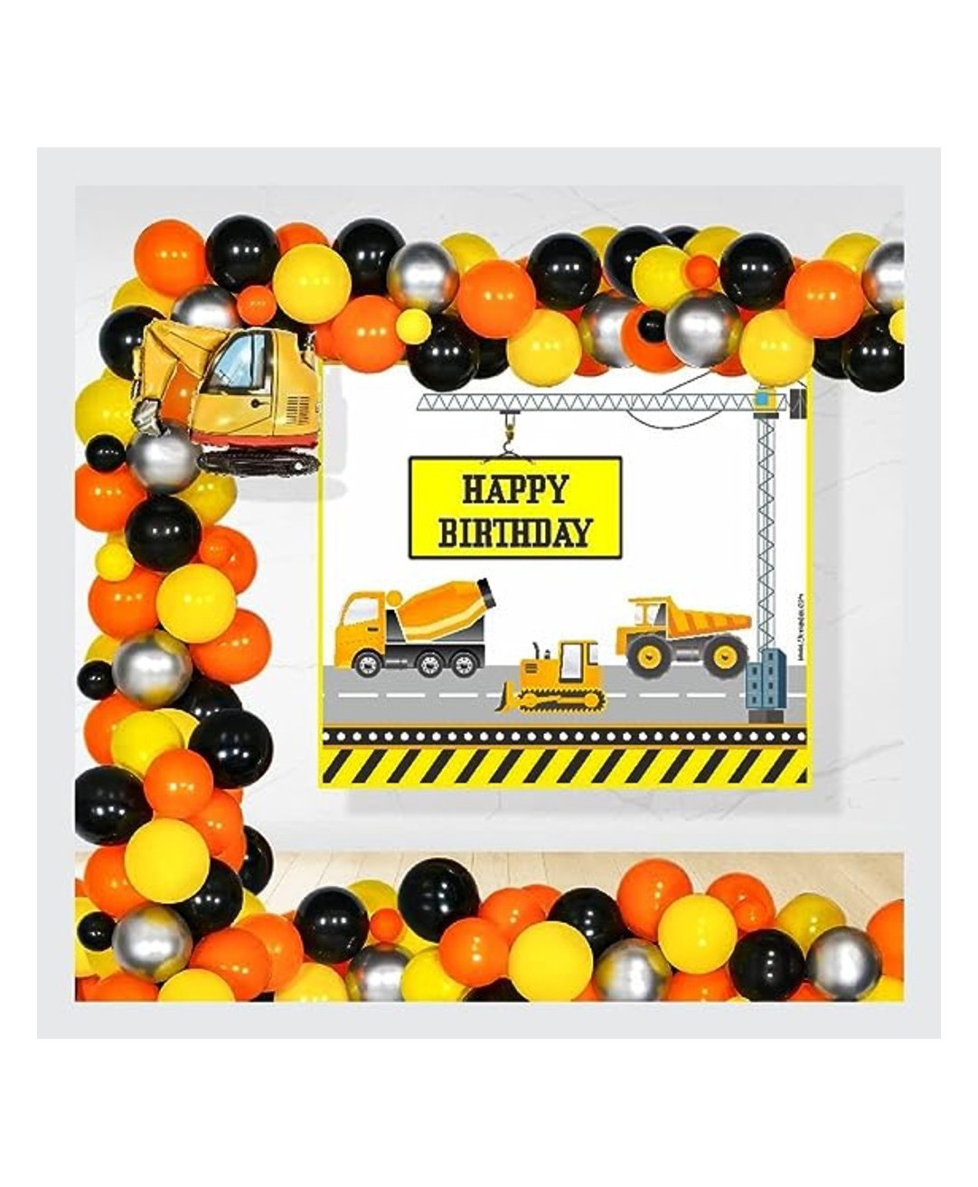Untumble Construction Theme Birthday Decoration Backdrop Arch Kit- Pack of 64-image-5