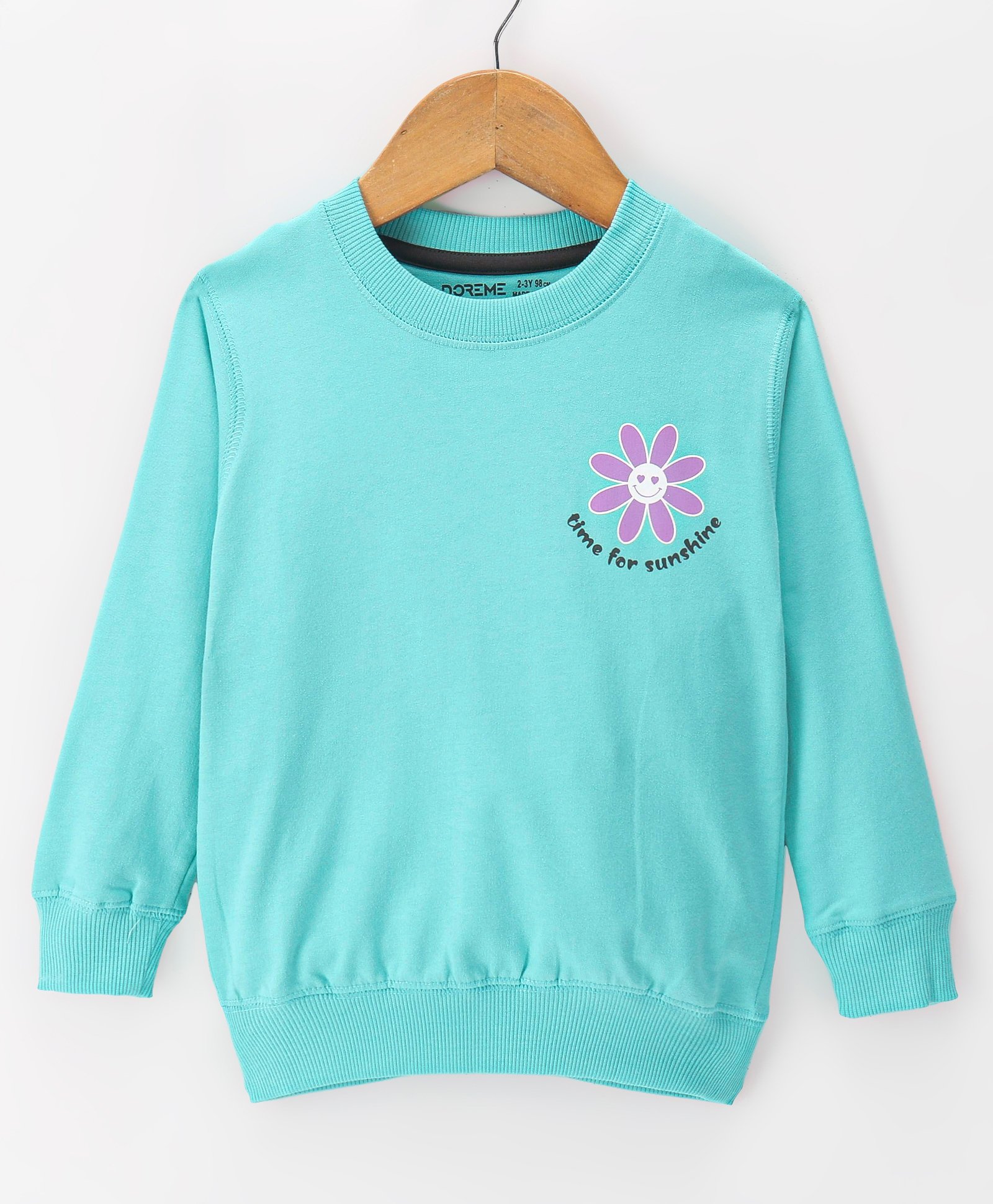 Doreme Terry Knit Full Sleeves Sweatshirt With Floral Print - Blue-image-9