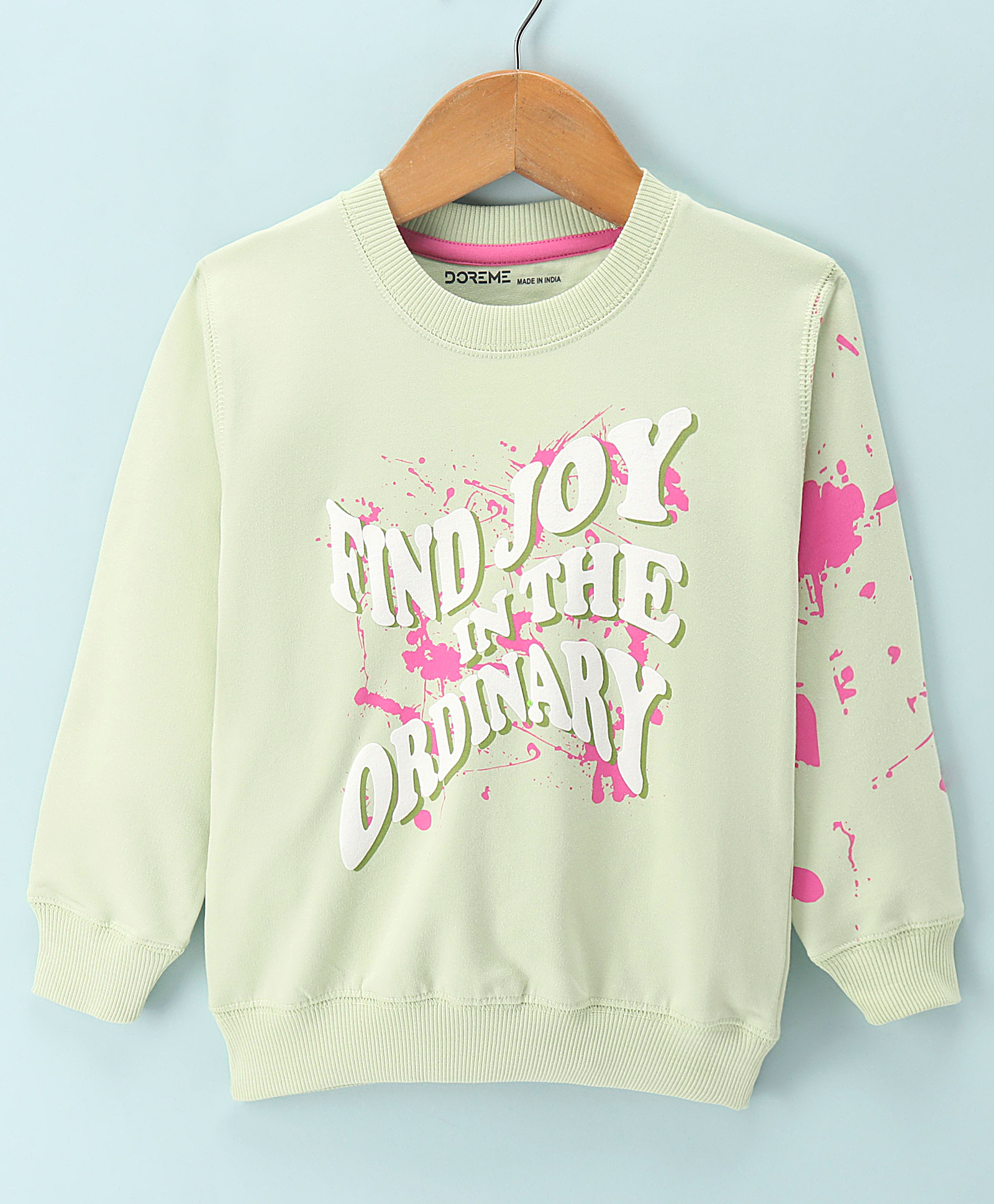 Doreme Terry Knit Full Sleeves Sweatshirt Text Print - Light Green-picture-20