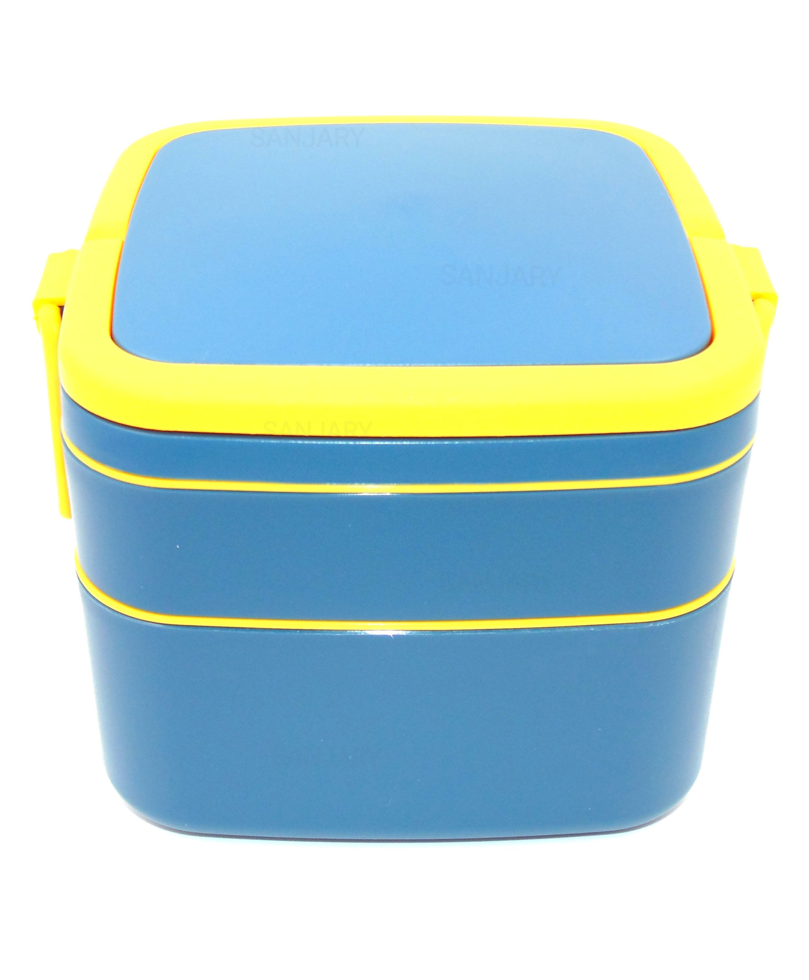 Sanjary Square Shape Double Layer Lunch Box With 1 Spoon 1300 ml-image-11