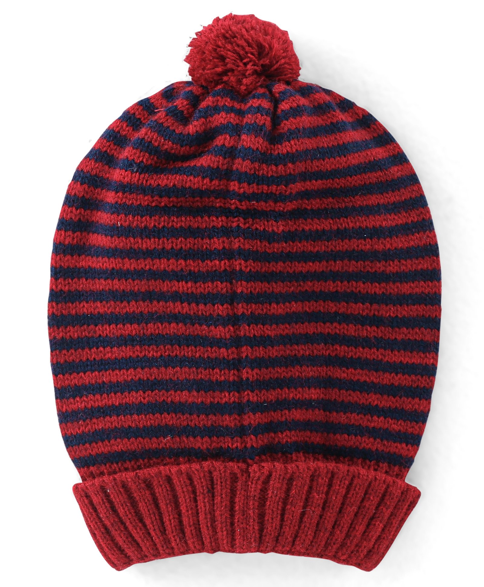 Babyhug 100% Acrylic Knit Striped Woollen Cap - Red & Black-image-27