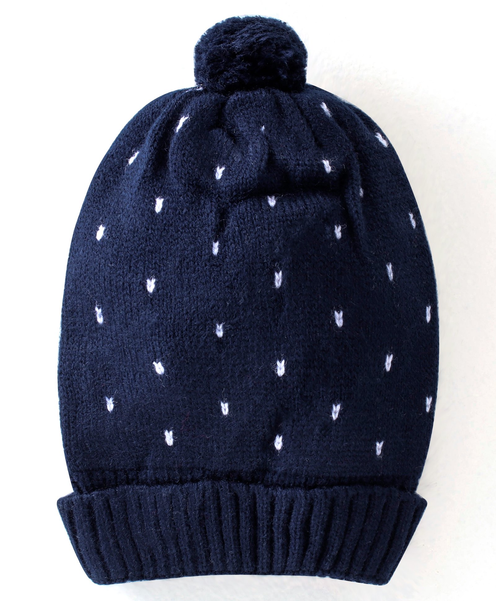 Babyhug Knitted Woolen Cap with Pom Pom Applique - Navy Blue-picture-26