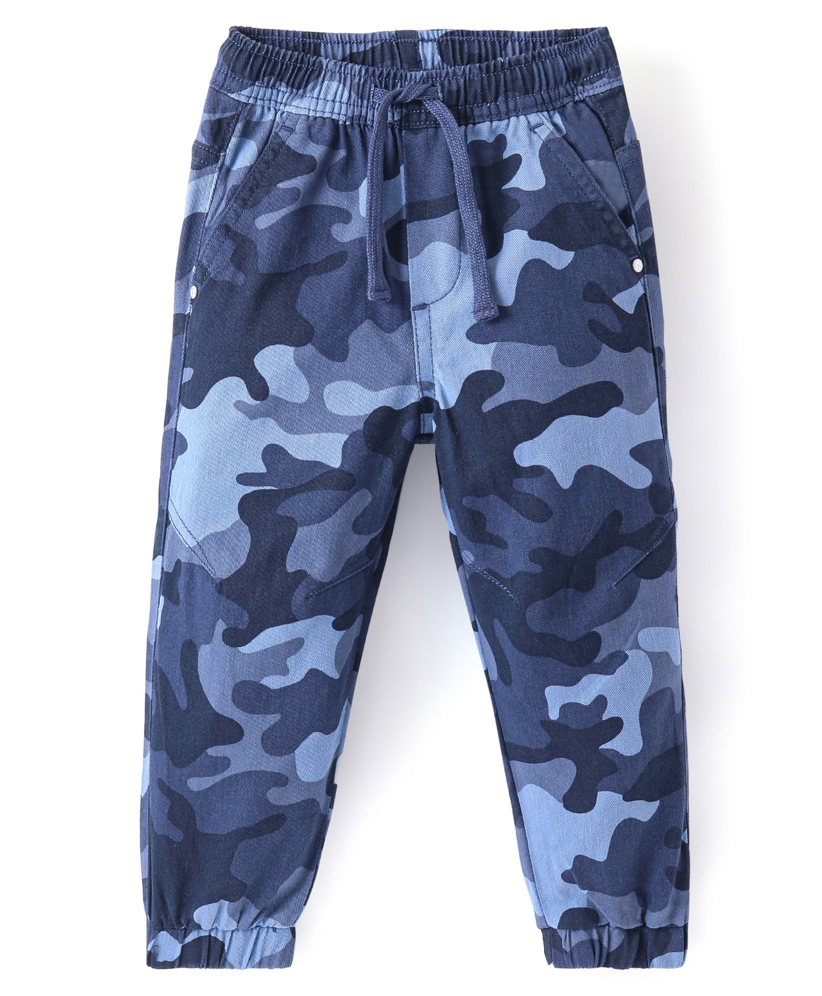 Babyhug Cotton Spandex Full Length Elasticated With Stretch Trouser Camouflage Print - Blue-picture-26