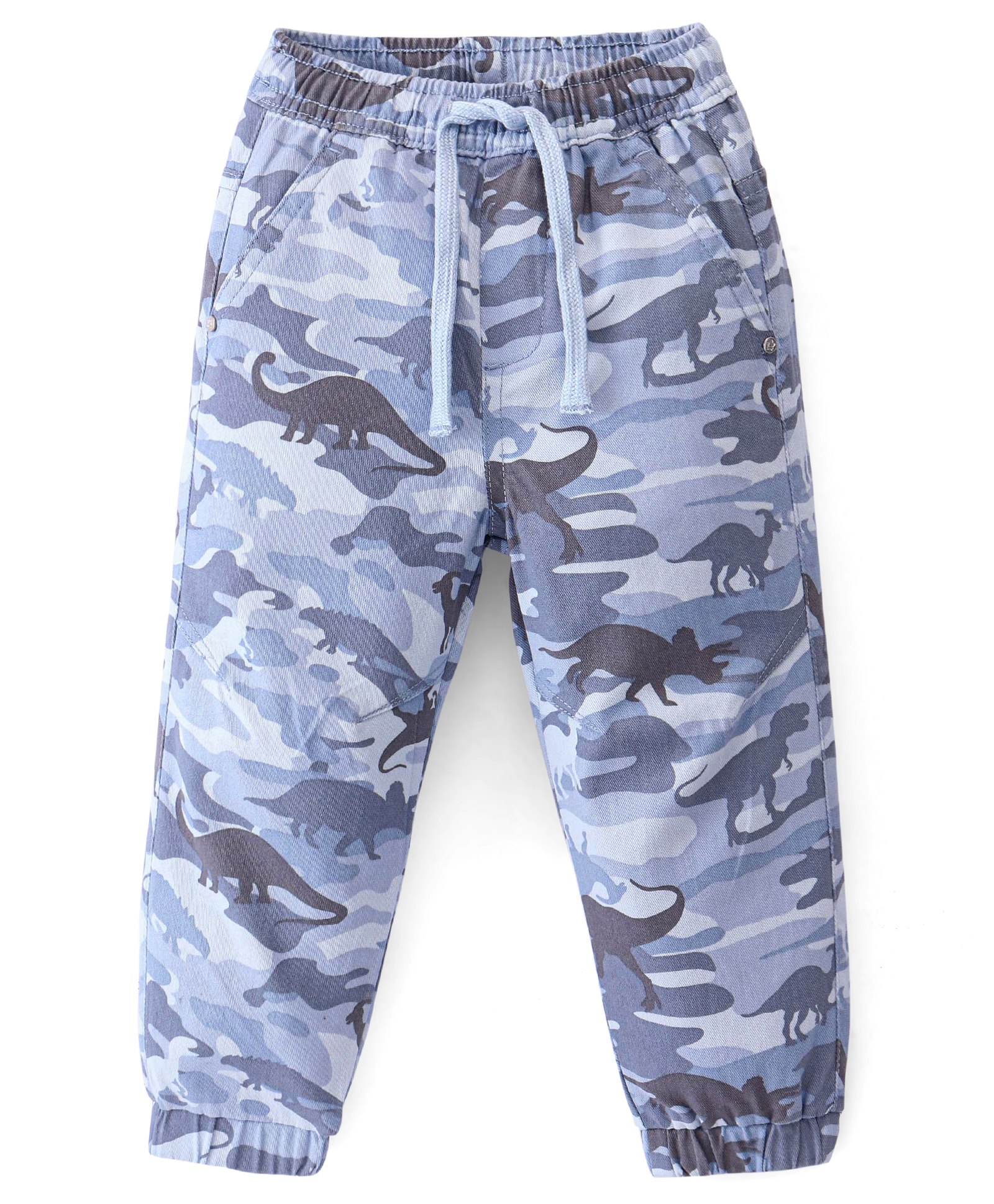 Babyhug Cotton Spandex Woven Full Length Camouflage Jogger Pant - Light Blue-picture-18