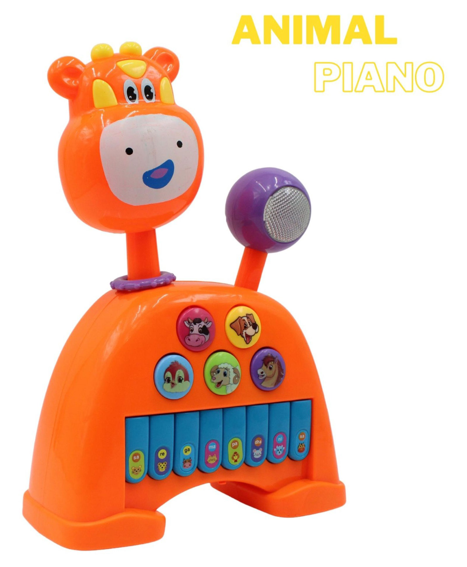 SVE Beautiful Musical Light & Sound Tiger Piano with 5 Modes of Animal Sound Toy for Kids - Multicolour-image-31