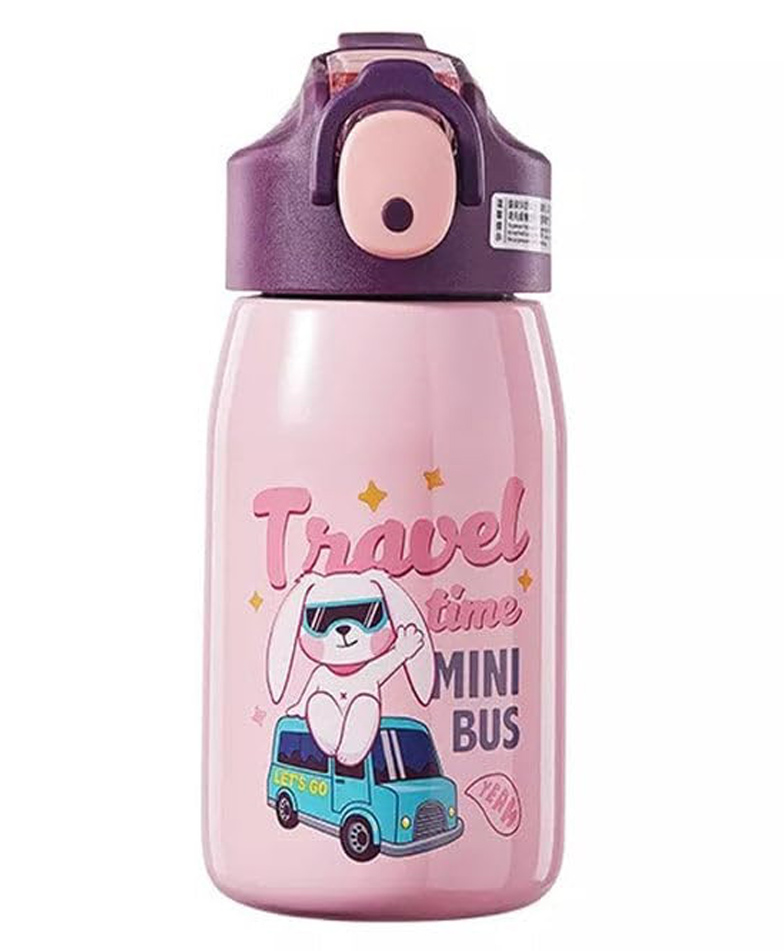SCHOOLISH Cartoon Animal Print Water Bottle With Sipper One Touch Open Bottle With Straw Anti-Leak For Kids 530 ml -Color May Vary-image-16