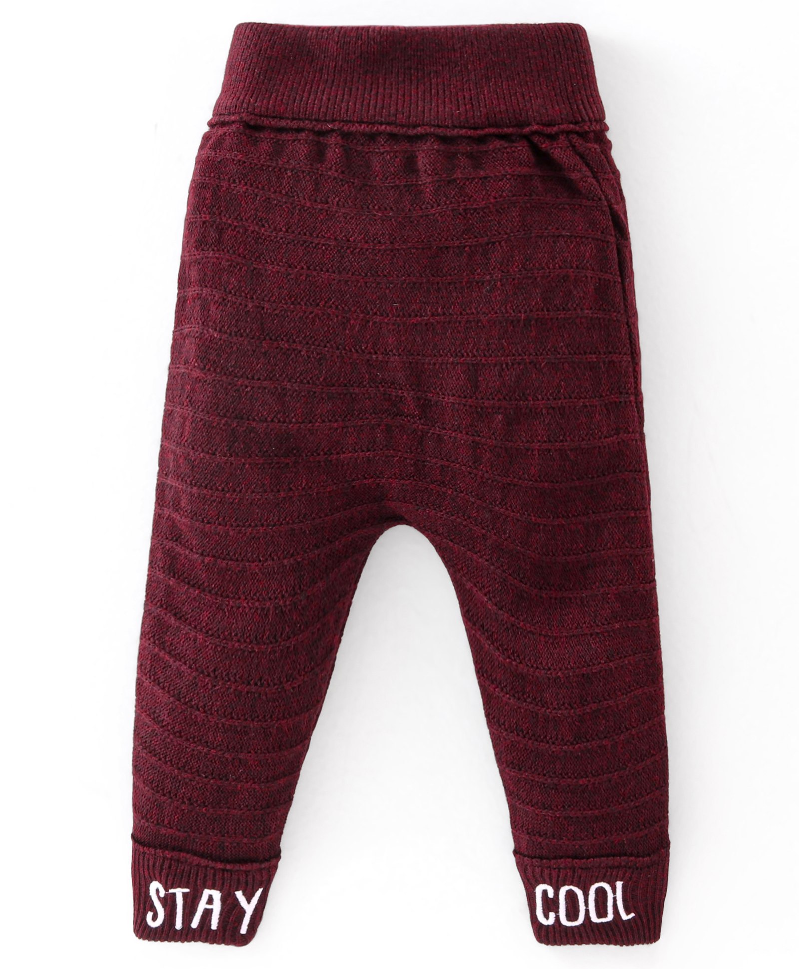 Babyhug Full Length Knitted & Text Design Fleece and Woollen Pant - Maroon-picture-27
