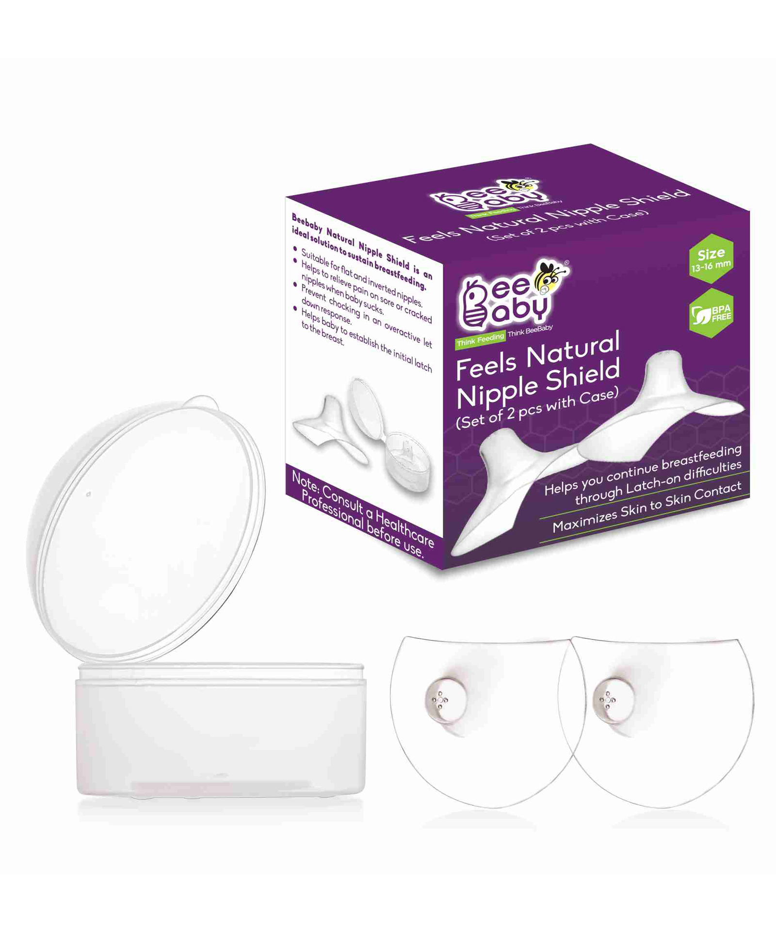 BeeBaby Feels Natural Silicone Nipple Sheild with Storage Case  Pack of 2-picture-2