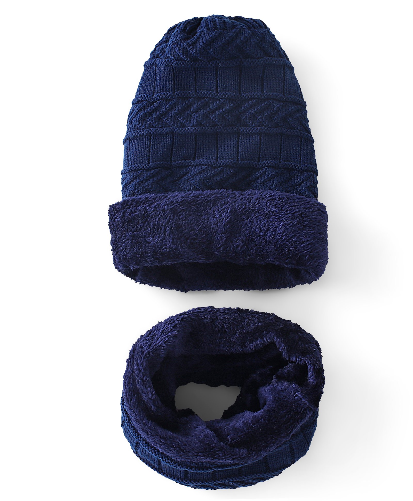 Pine Kids Knitted Woolen Cap & Snood Set with Cable Knit Design Navy Blue - Diameter 11.5 cm-image-27