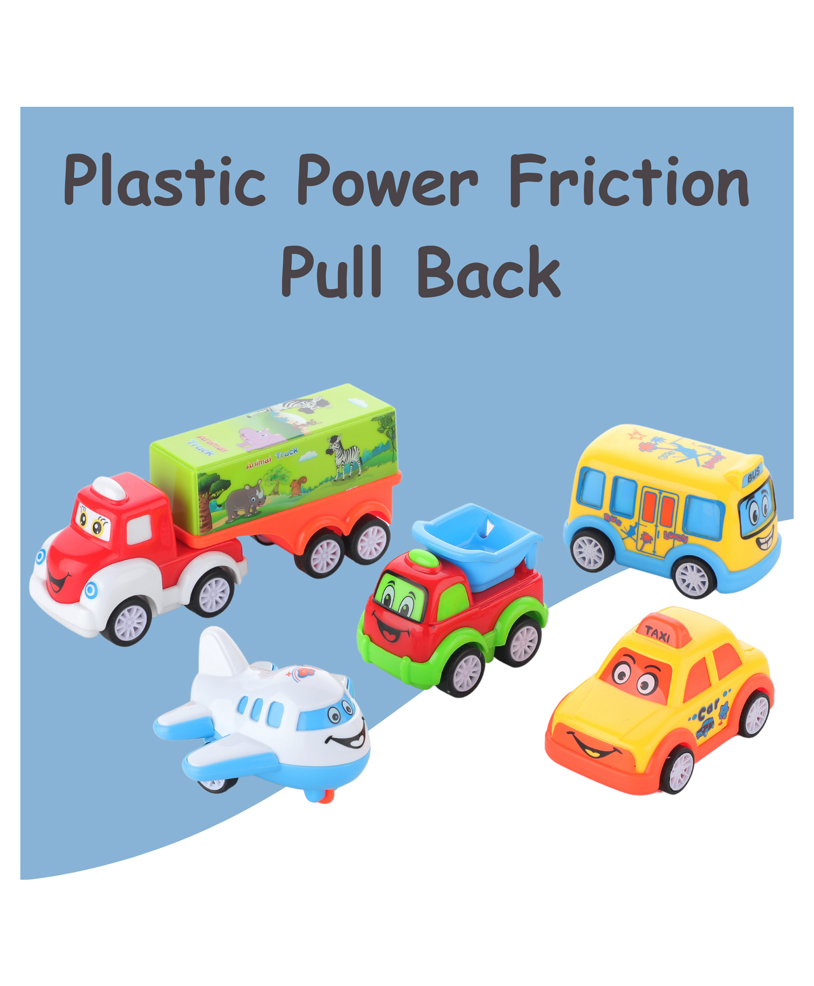 BitFeex Unbreakable Pull Back and Friction Vehicles Crawling Toy Pack of  5 (Color May Vary)-image-15