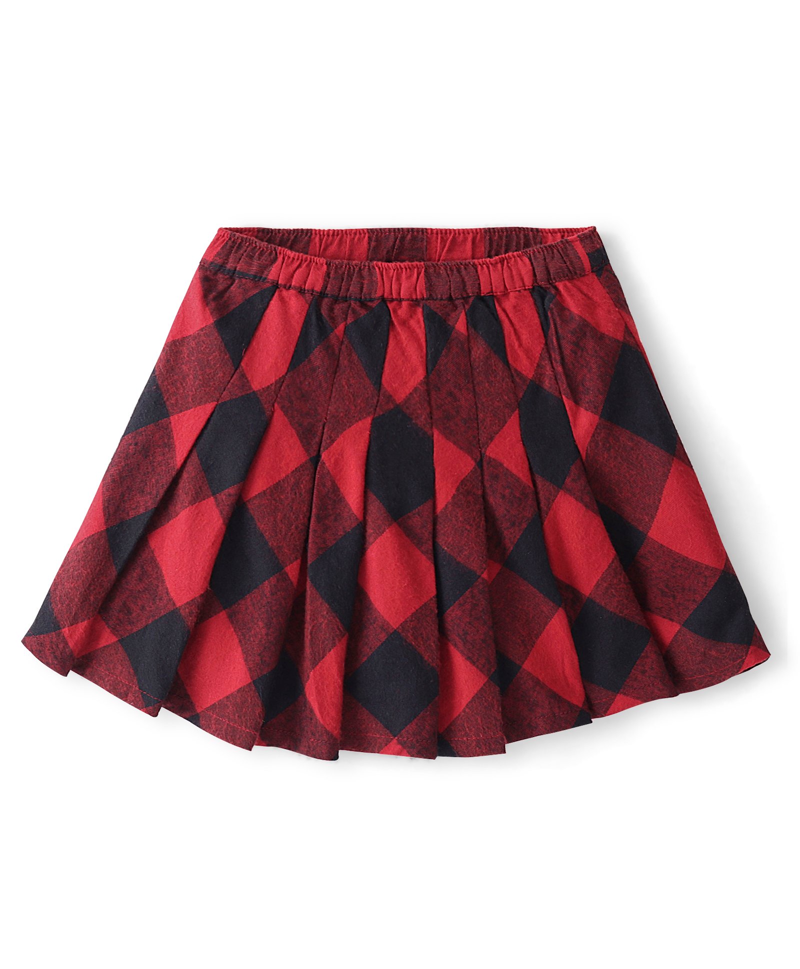 Babyhug Rayon Woven Mid Thigh Length Checks Skirt with Lining - Red-picture-13