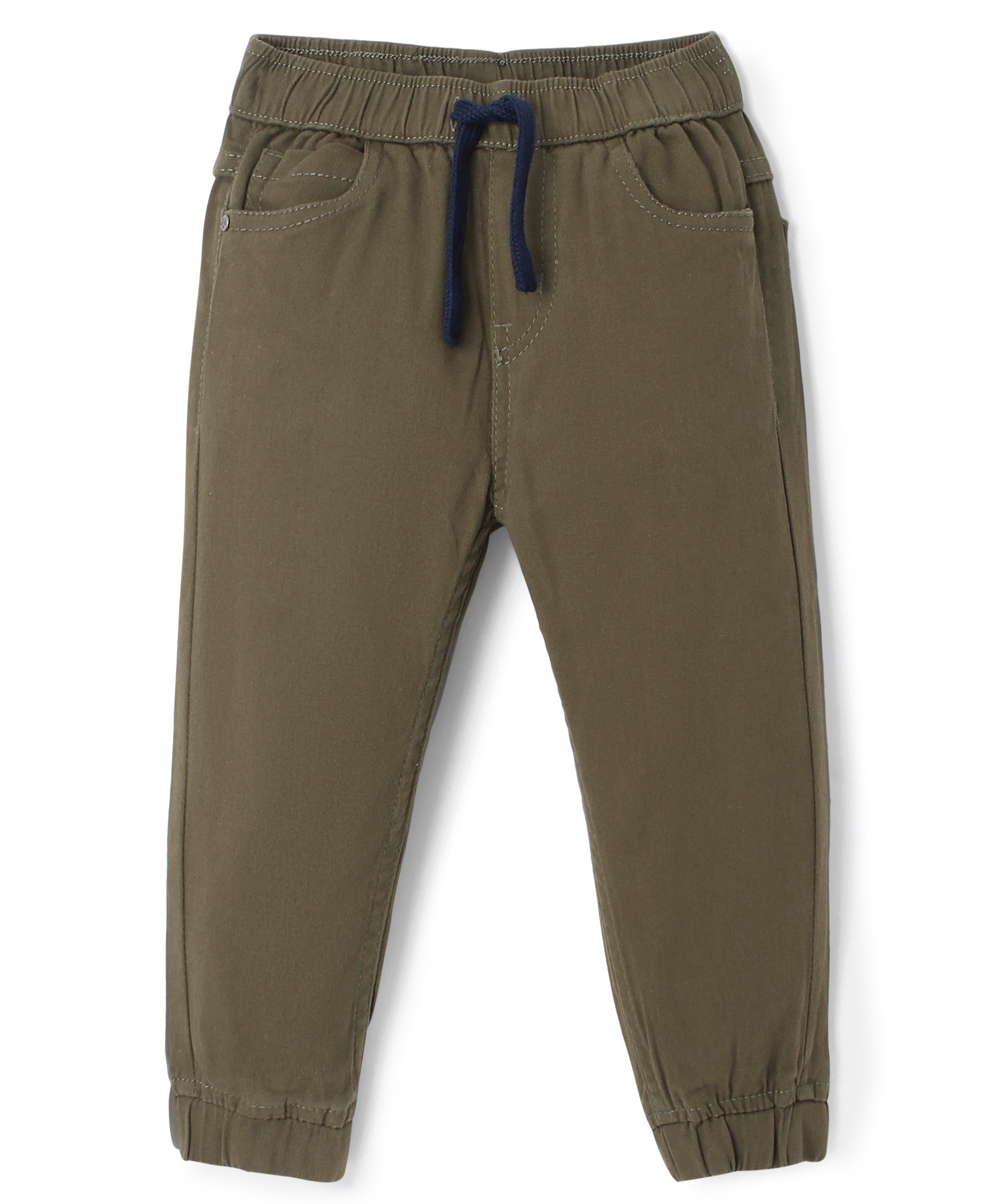 Babyhug Cotton Woven Full Length Trousers with Stretch Solid Color - Olive-picture-25