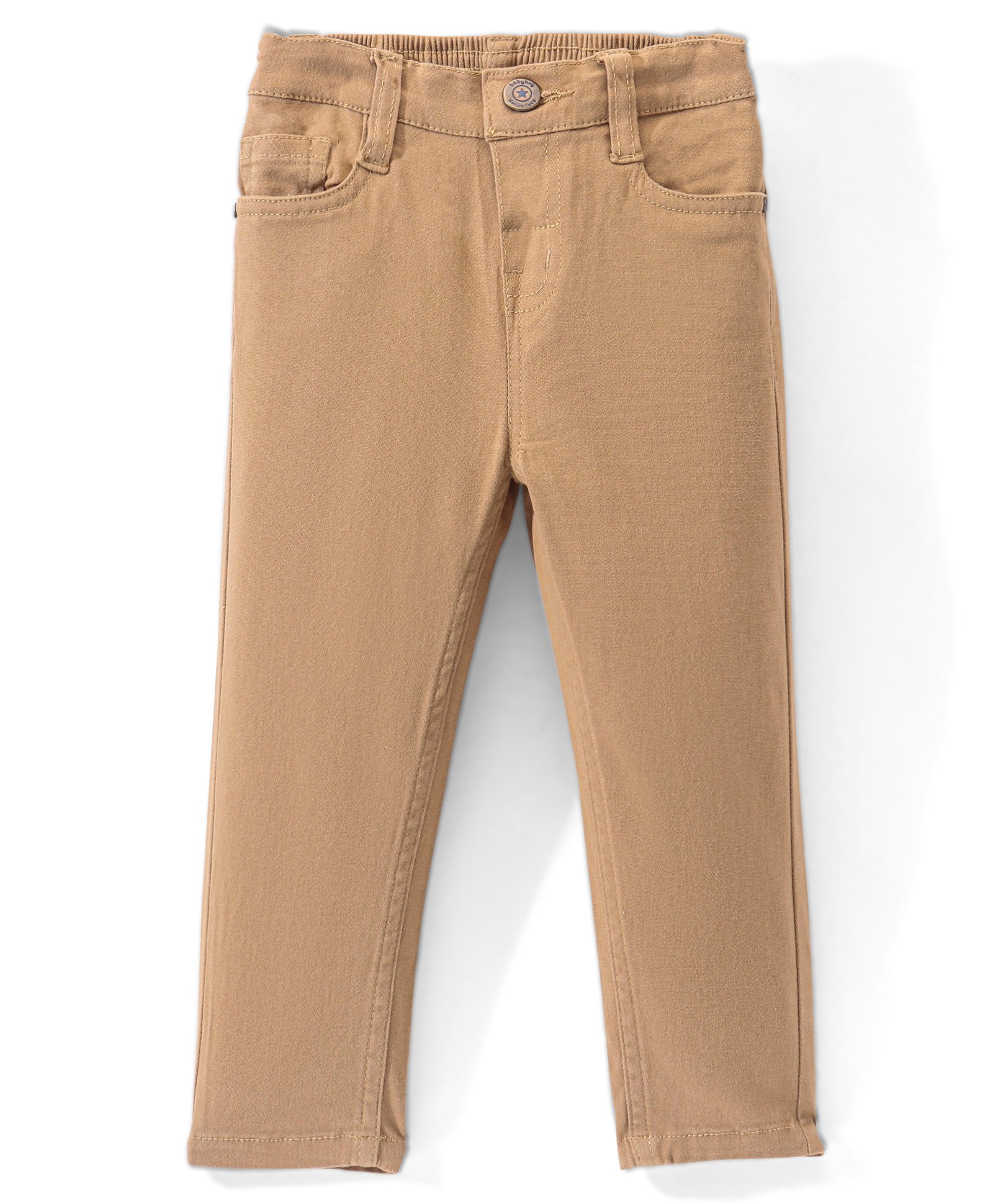 Babyhug Cotton Woven Full Length Trousers with Stretch Solid Color - Khaki-picture-22