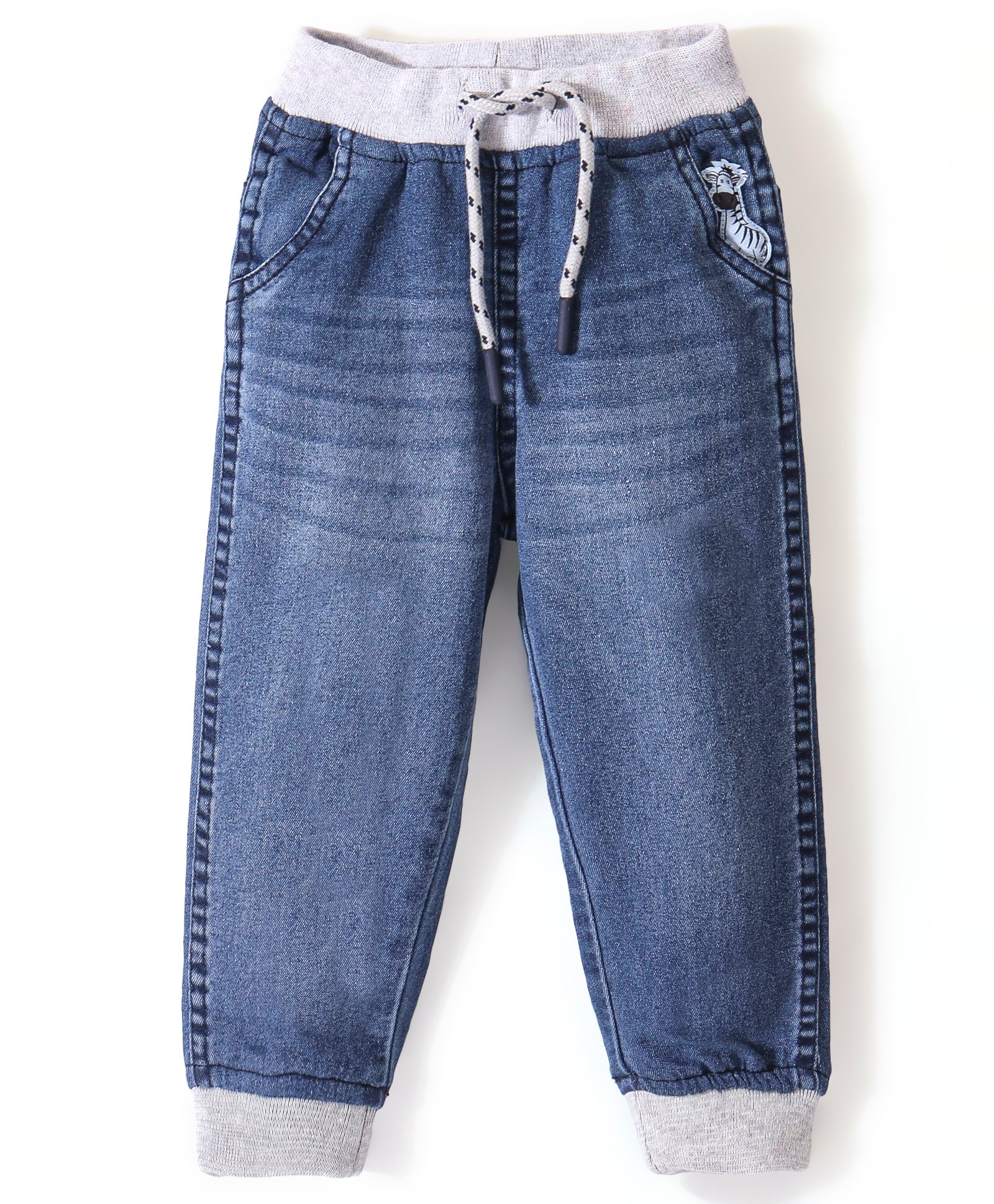 Babyhug Denim Full Length Washed Stretchable Jogger - Light Blue-picture-26