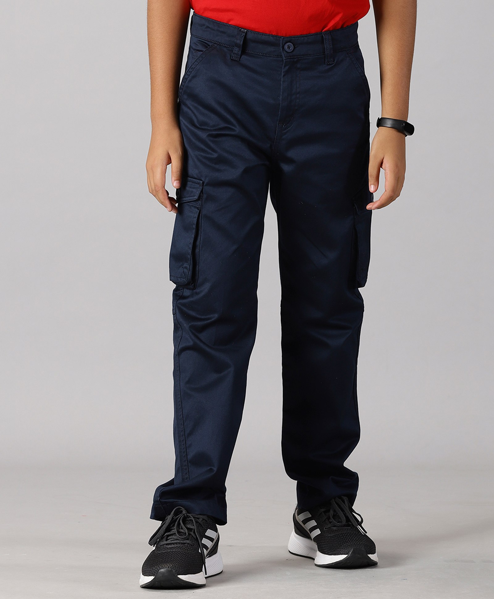 Kiddopanti Solid Button Down Cargo Pant - Navy Blue-picture-14