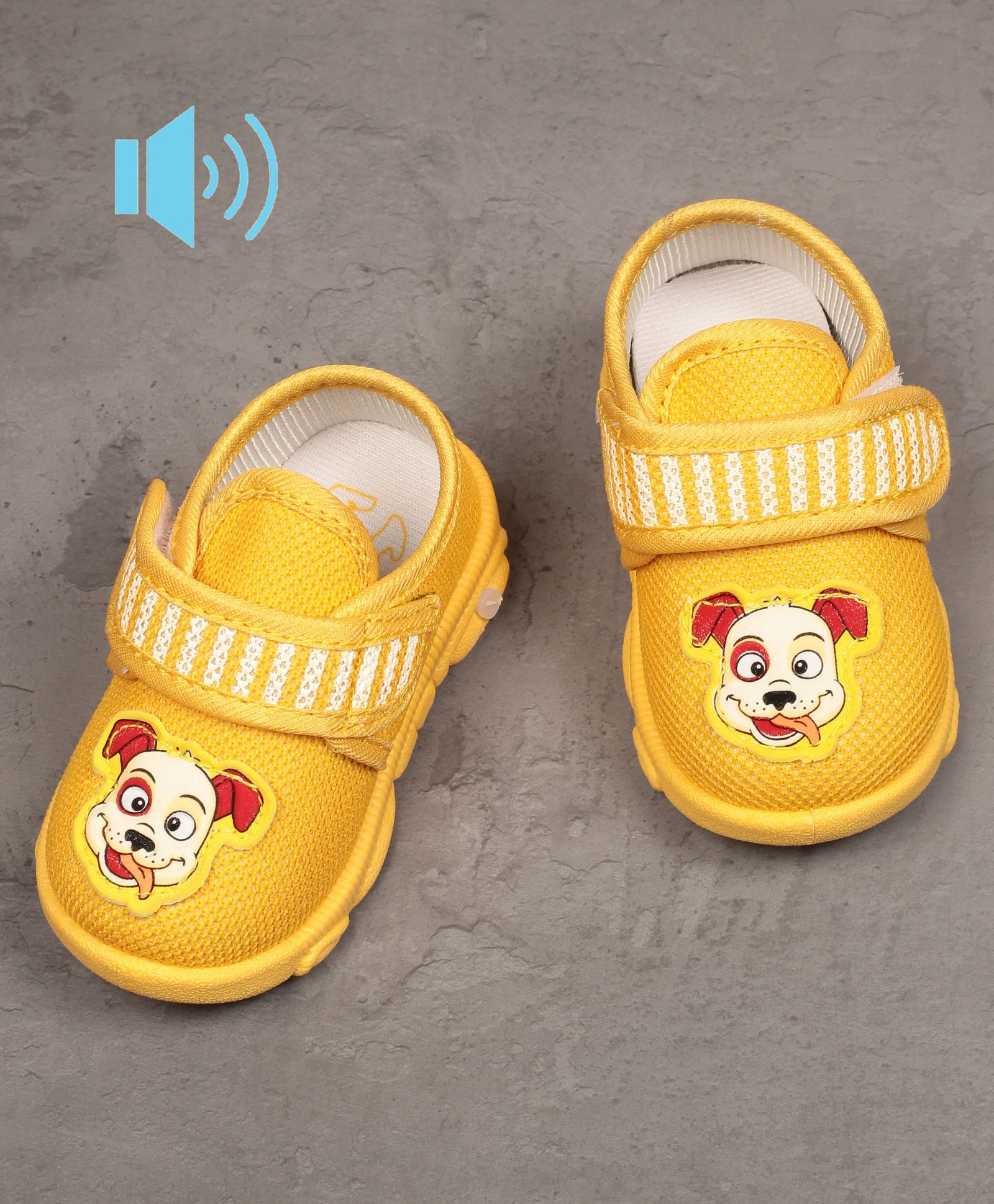 Lil Lollipop Puppy Patched Detailed  Velcro Closure Musical Booties - Mustard Yellow-image-24