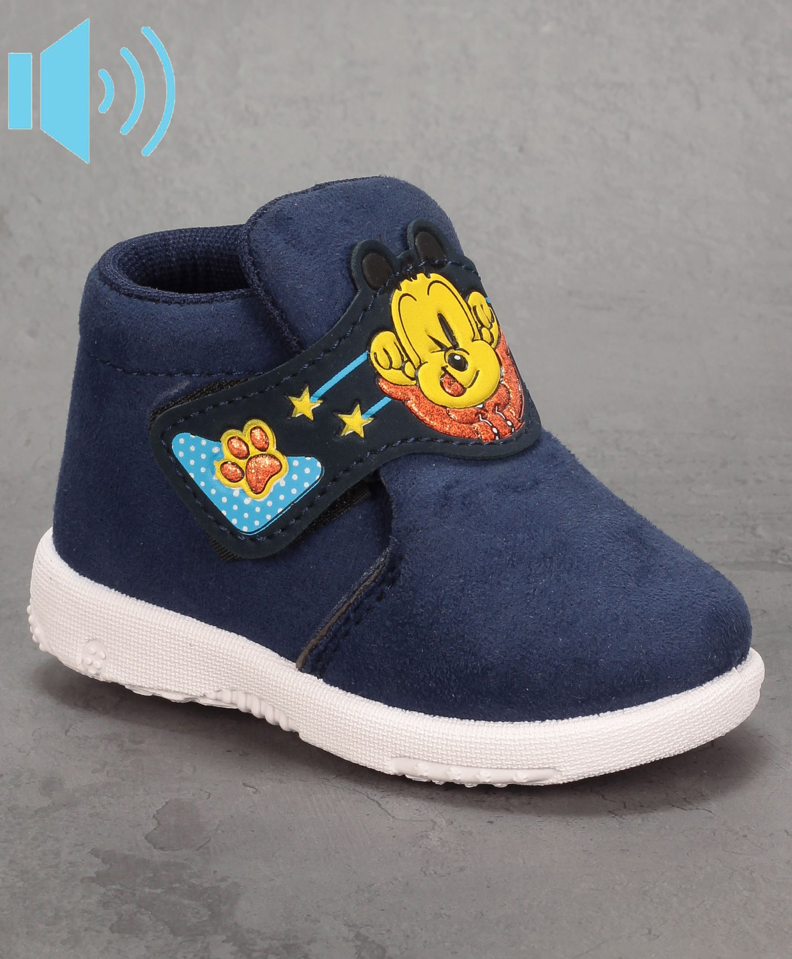 Lil Lollipop Mouse Patched Detailed  Velcro Closure  Musical Booties  - Navy Blue-picture-22