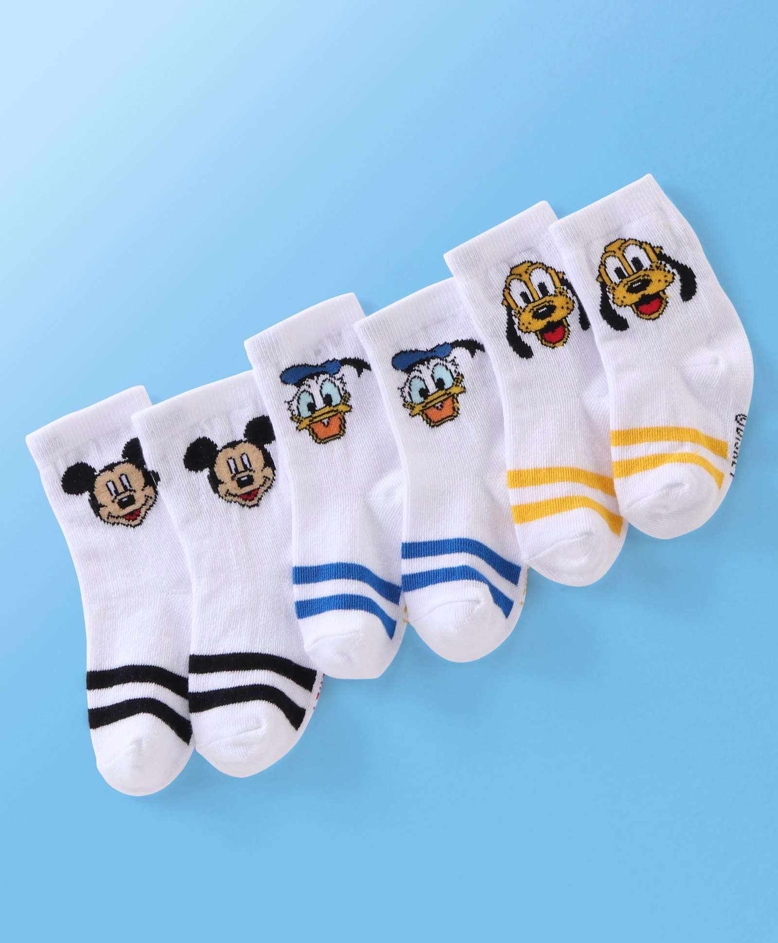 Cute Walk Disney By Babyhug Anti Bacterial Ankle Length Socks Mickey Mouse Design Pack Of 3 - Multicolour-image-14