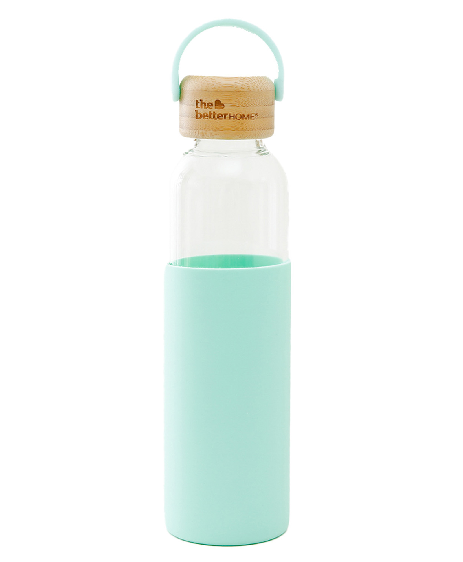 The Better Home Borosilicate Glass Water Bottle with Silicon Sleeve & Bamboo Lid for Fridge Green - 500 ml-picture-26