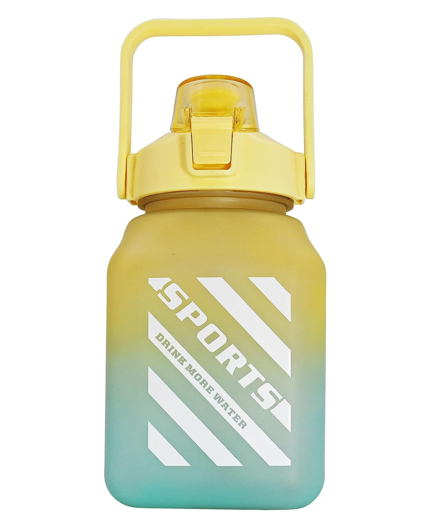 1500ML Cute Water Bottle with Straw and Strap BPA Free Twin Color Shading for Adult and Kids Gym Sports Outdoors (Yellow) 3D Stickers Included-image-34