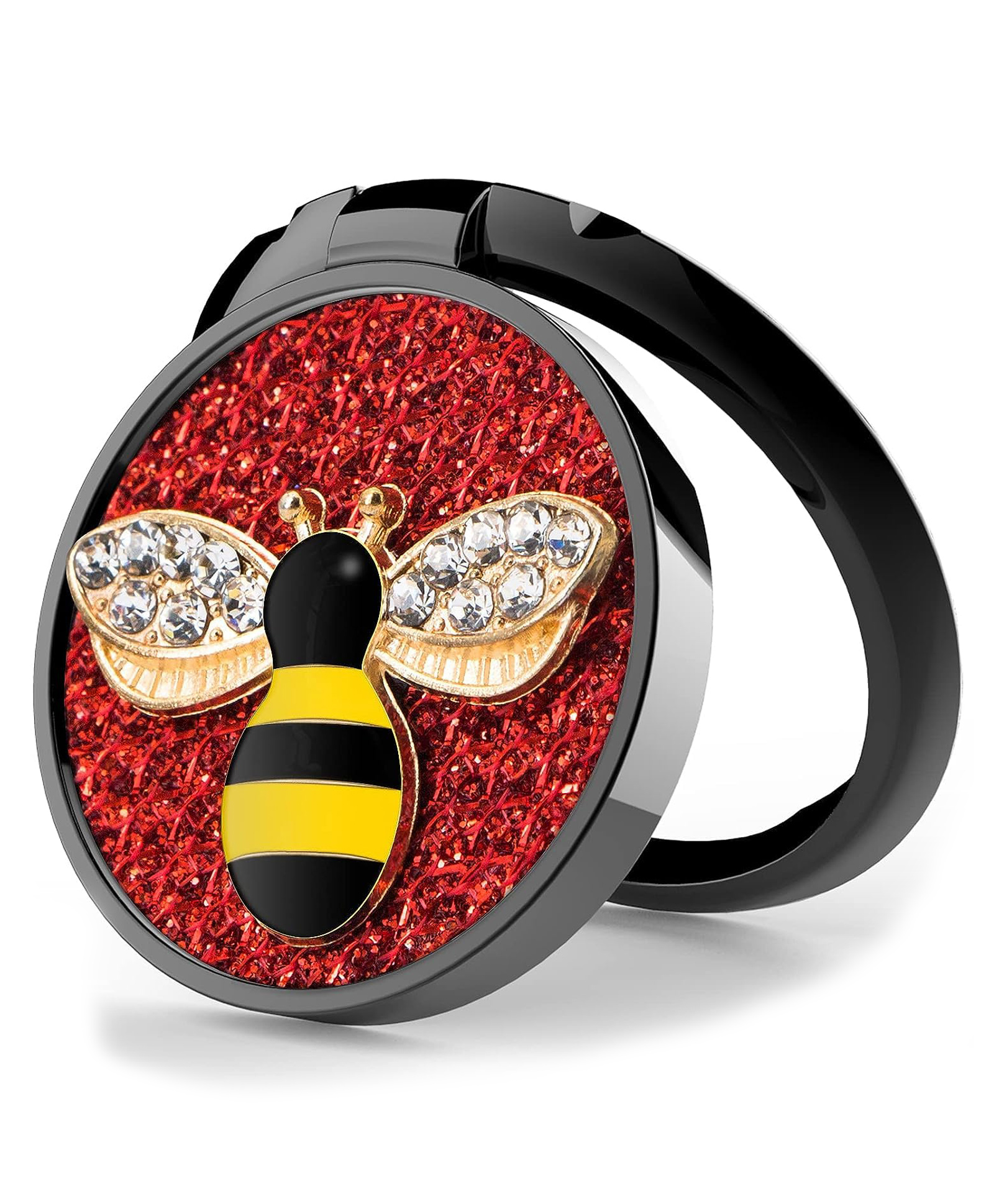 KolorFish Phone Ring Holder Finger Kickstand Mobile Ring Holder Finger Grip 360 Degree Rotation with Crystal Stone Enamel Bee- Red-picture-11