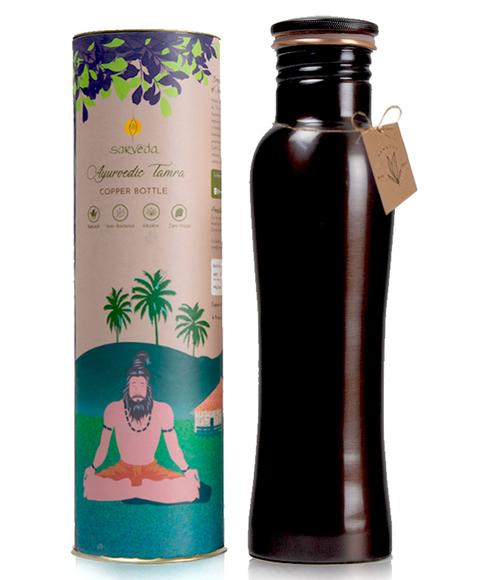 Sarveda Curved Vintage Copper Water Bottle-  1000 ml-image-34