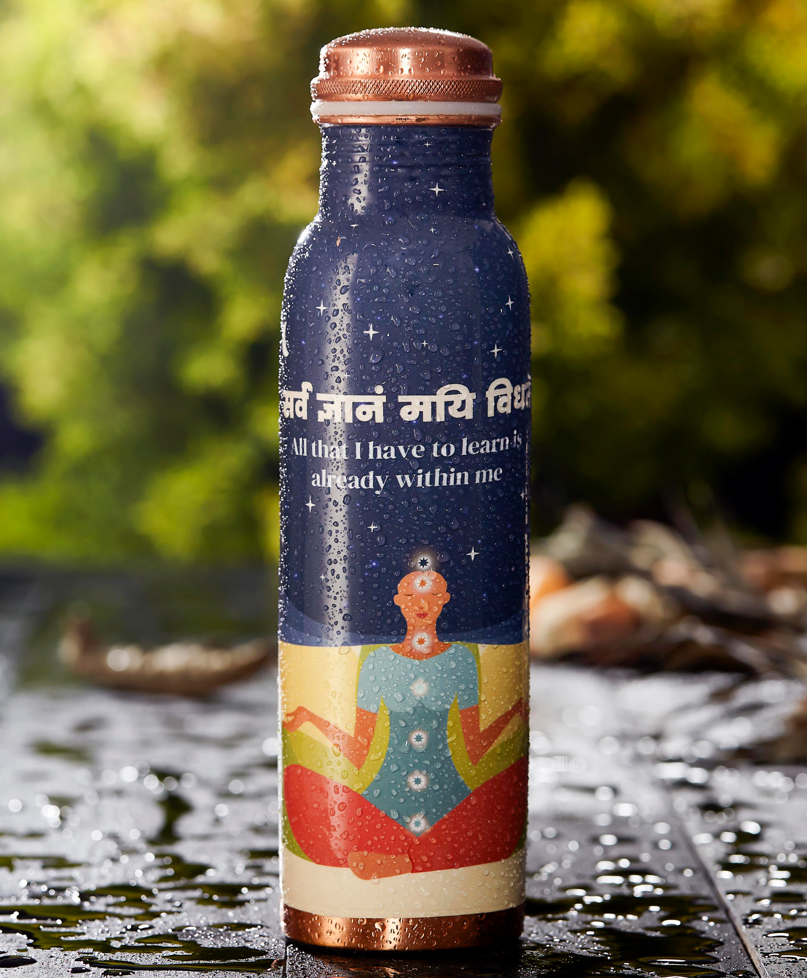 Sarveda Copper Water Bottle Blue Meditation-  1000 ml-image-12
