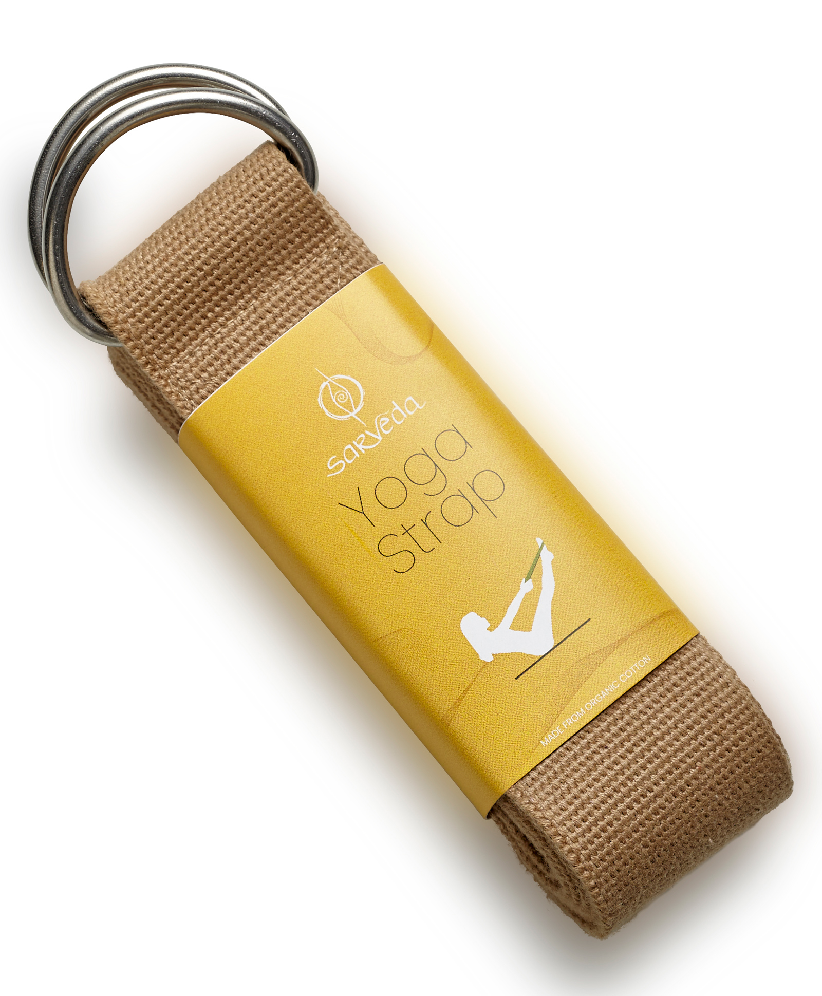 Sarveda Yoga Belt Organic Cotton Strap for Stretching - Beige-image-4