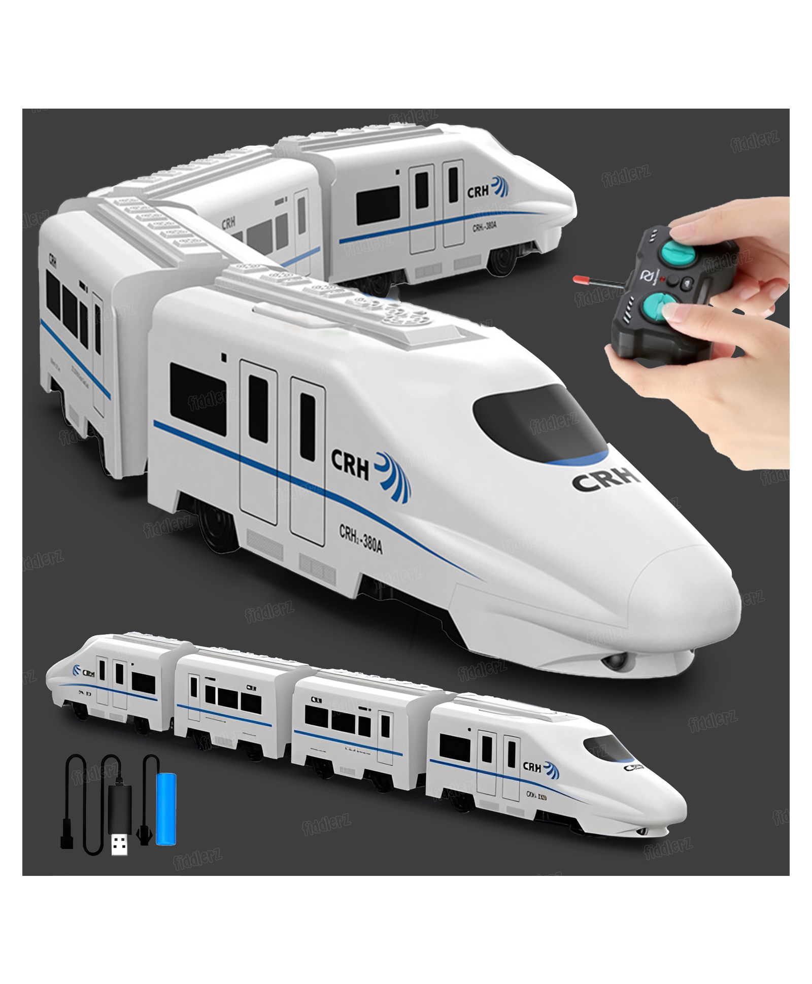 Fiddlerz High Speed Railway Train Toy Car Sound Light EMU Model Train Building Toys- Multicolor