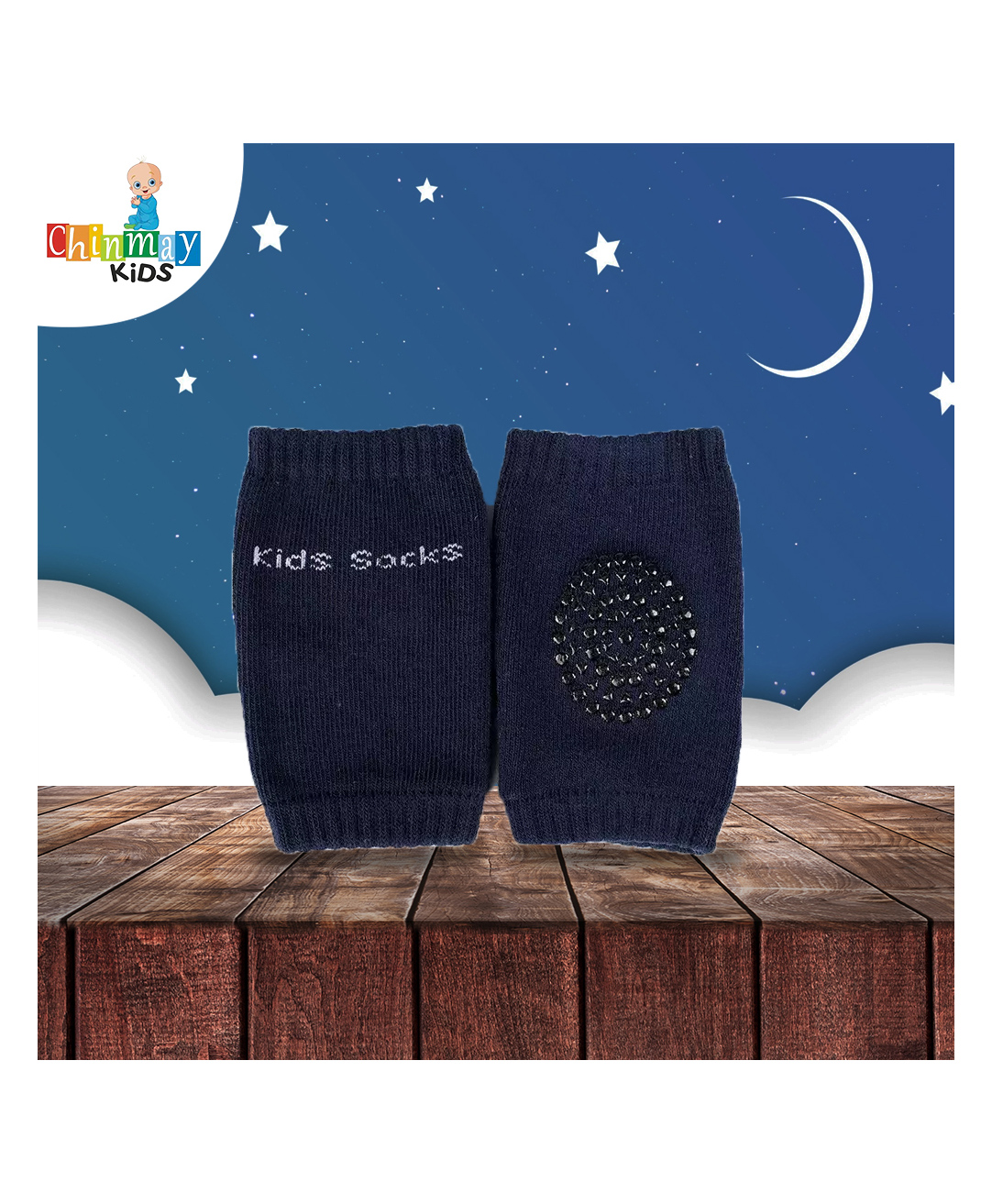 Chinmay Kids Anti-Slip Padded Stretchable Elastic Cotton Soft Comfortable Knee Pads -Dark Blue-image-37