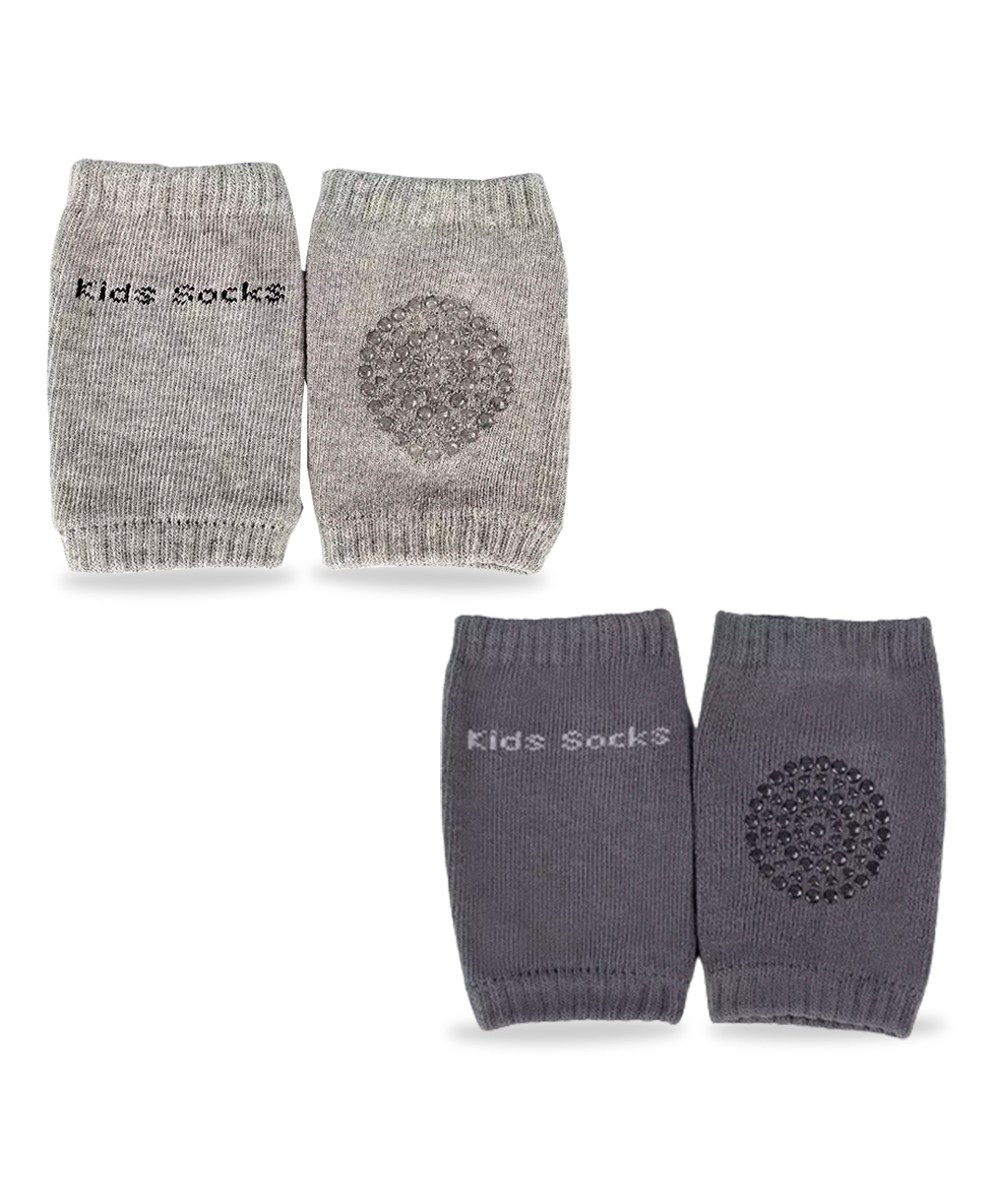 Chinmay Kids Knee Pads with Anti-Slip Padded Stretchable Elastic Cotton Soft Comfortable Pack of 2 - Grey & Light Grey-image-43