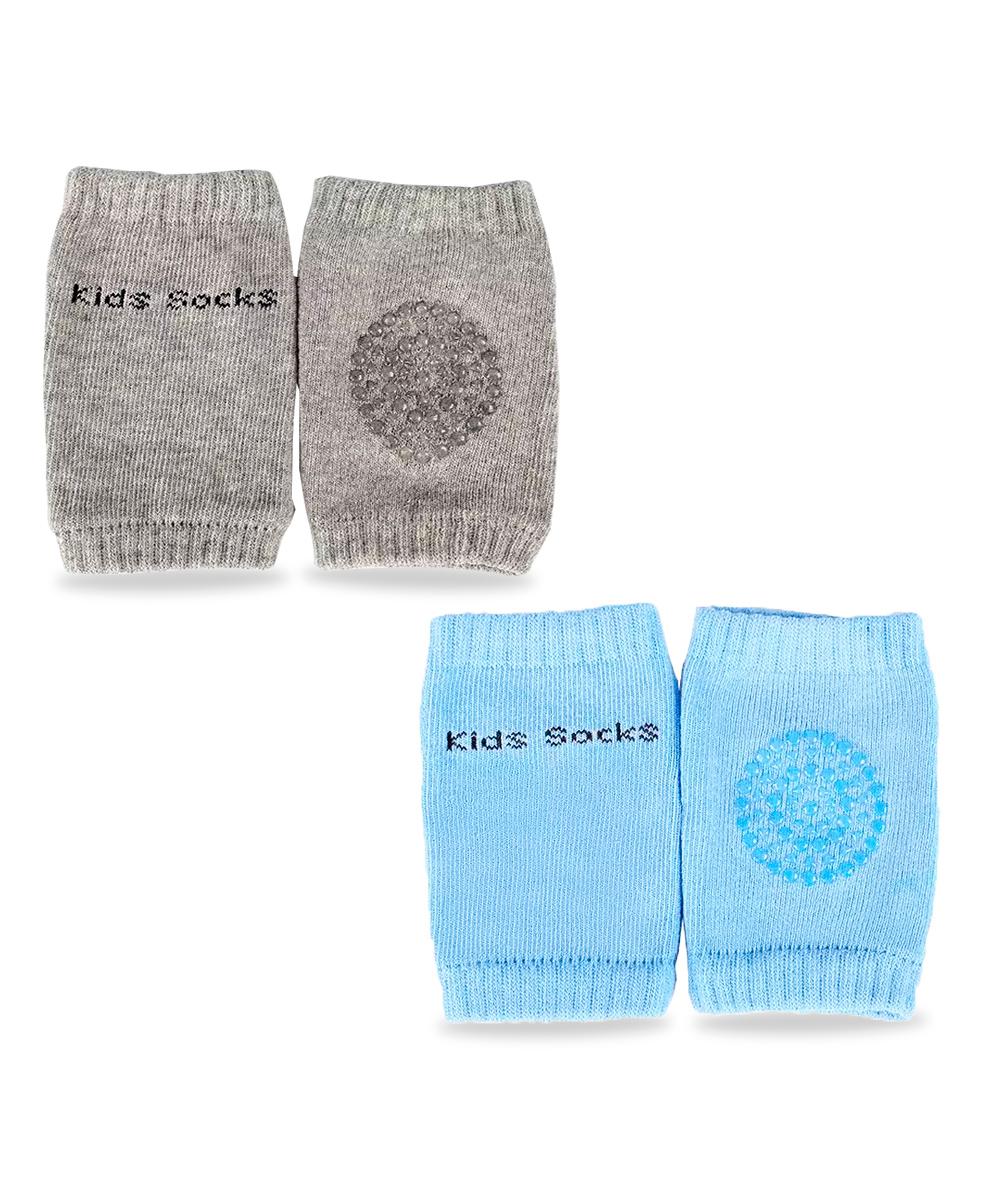 Chinmay Kids Knee Pads with Anti-Slip Padded Stretchable Elastic Cotton Soft Comfortable Pack of 2 -Grey & Sky Blue-image-8
